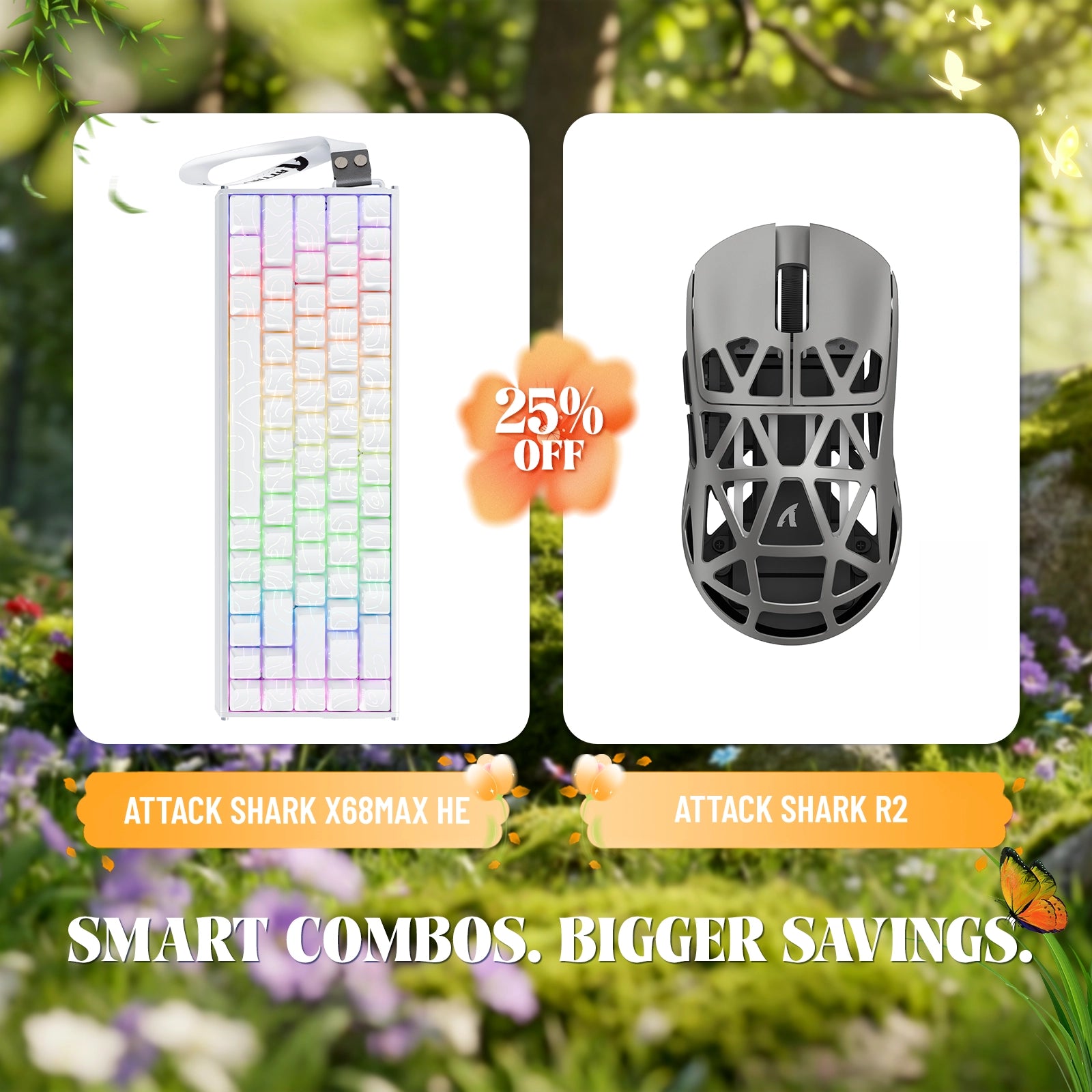 ATTACK SHARK X68MAX HE Rapid Trigger Aluminium-Tastatur + R2 Kabellose Gaming-Maus aus Magnesiumlegierung im Bundle