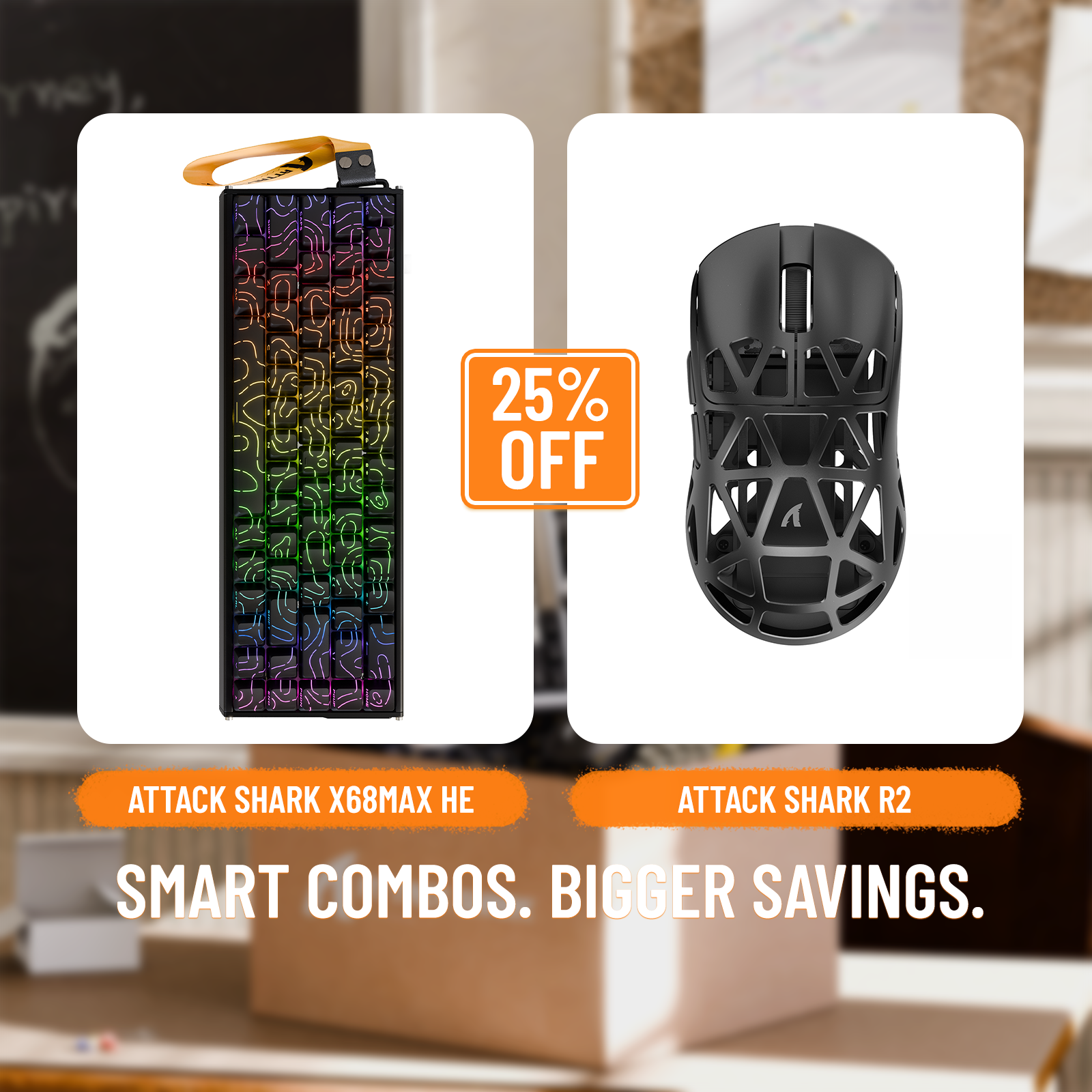 ATTACK SHARK X68MAX HE Rapid Trigger Aluminium-Tastatur + R2 Kabellose Gaming-Maus aus Magnesiumlegierung im Bundle