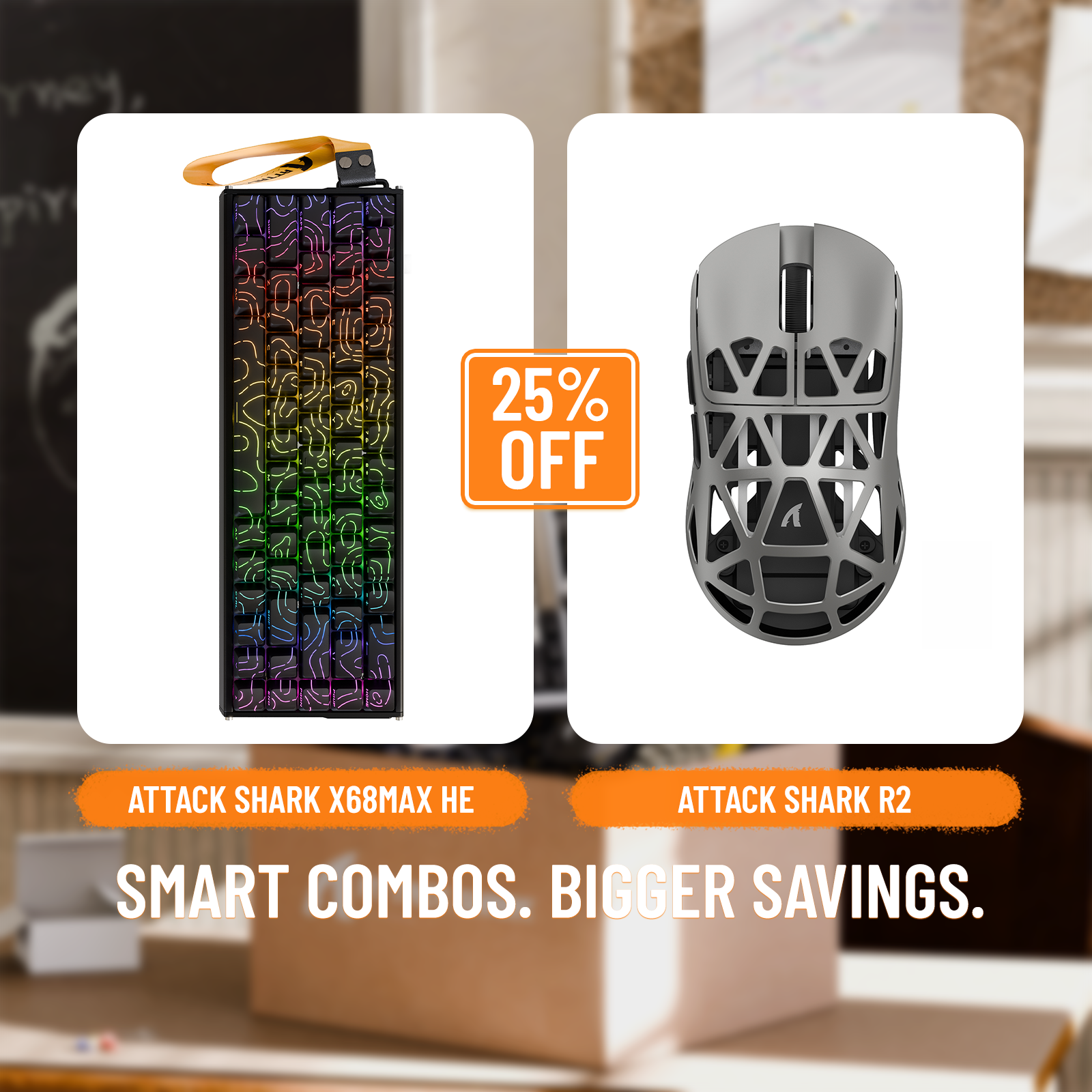 ATTACK SHARK X68MAX HE Rapid Trigger Aluminium-Tastatur + R2 Kabellose Gaming-Maus aus Magnesiumlegierung im Bundle