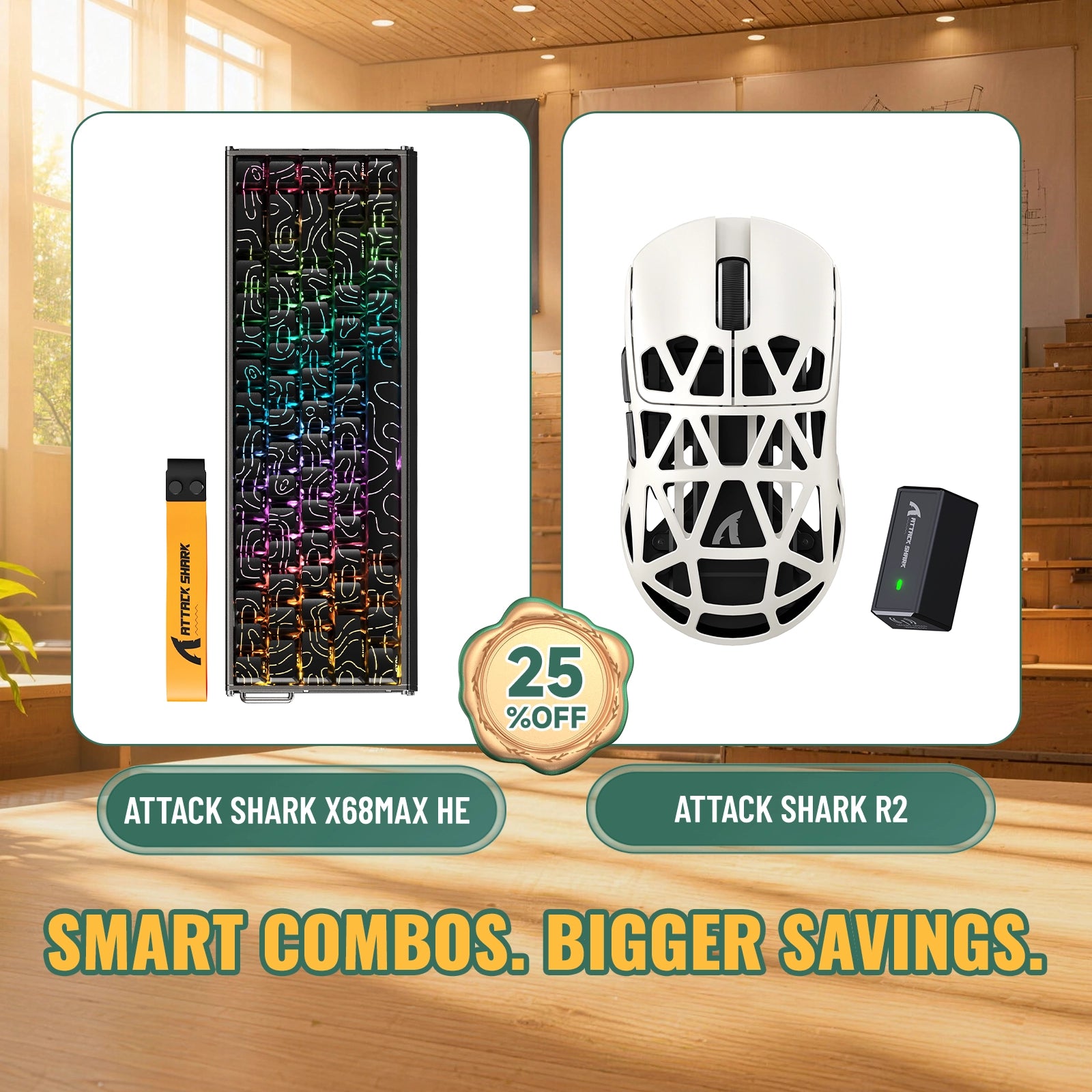 ATTACK SHARK X68 MAX HE-Tastatur aus Aluminium mit Rapid Trigger + R2-Magnesiumlegierung-Wireless-Gaming-Maus-Bundle