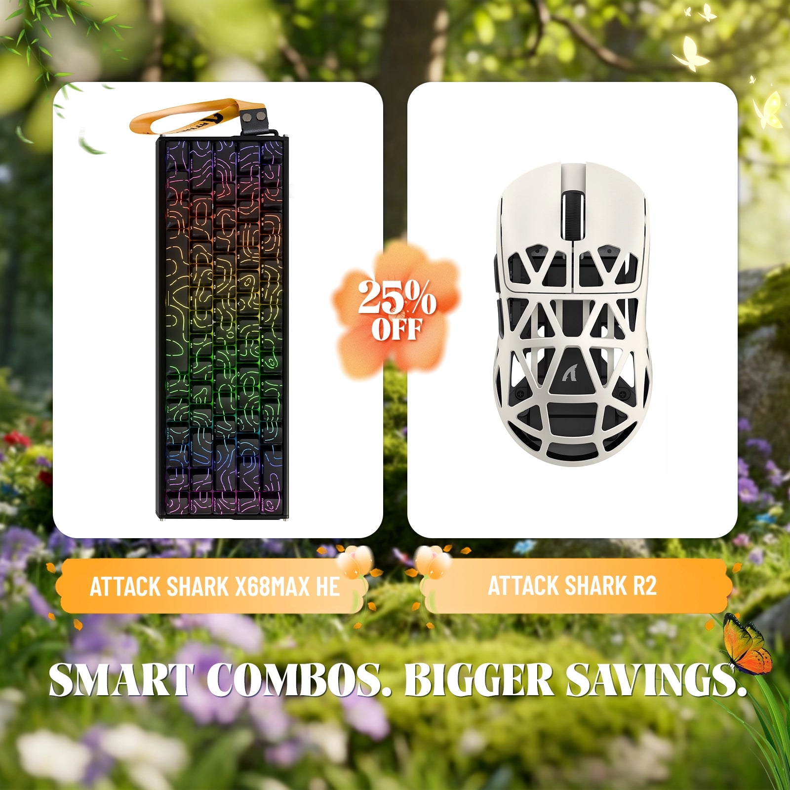 ATTACK SHARK X68MAX HE Rapid Trigger Aluminium-Tastatur + R2 Kabellose Gaming-Maus aus Magnesiumlegierung im Bundle