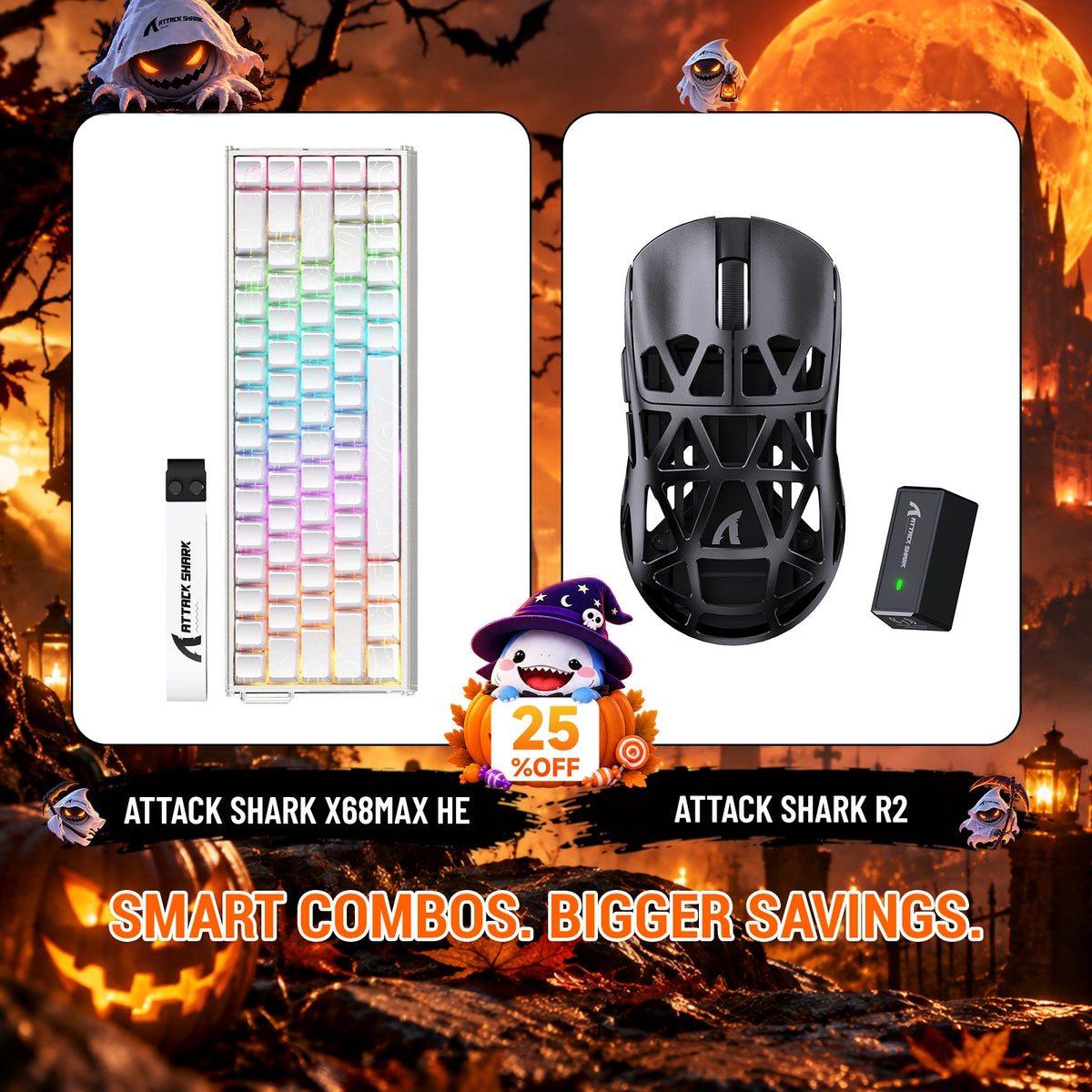 ATTACK SHARK X68 MAX HE-Tastatur aus Aluminium mit Rapid Trigger + R2-Magnesiumlegierung-Wireless-Gaming-Maus-Bundle