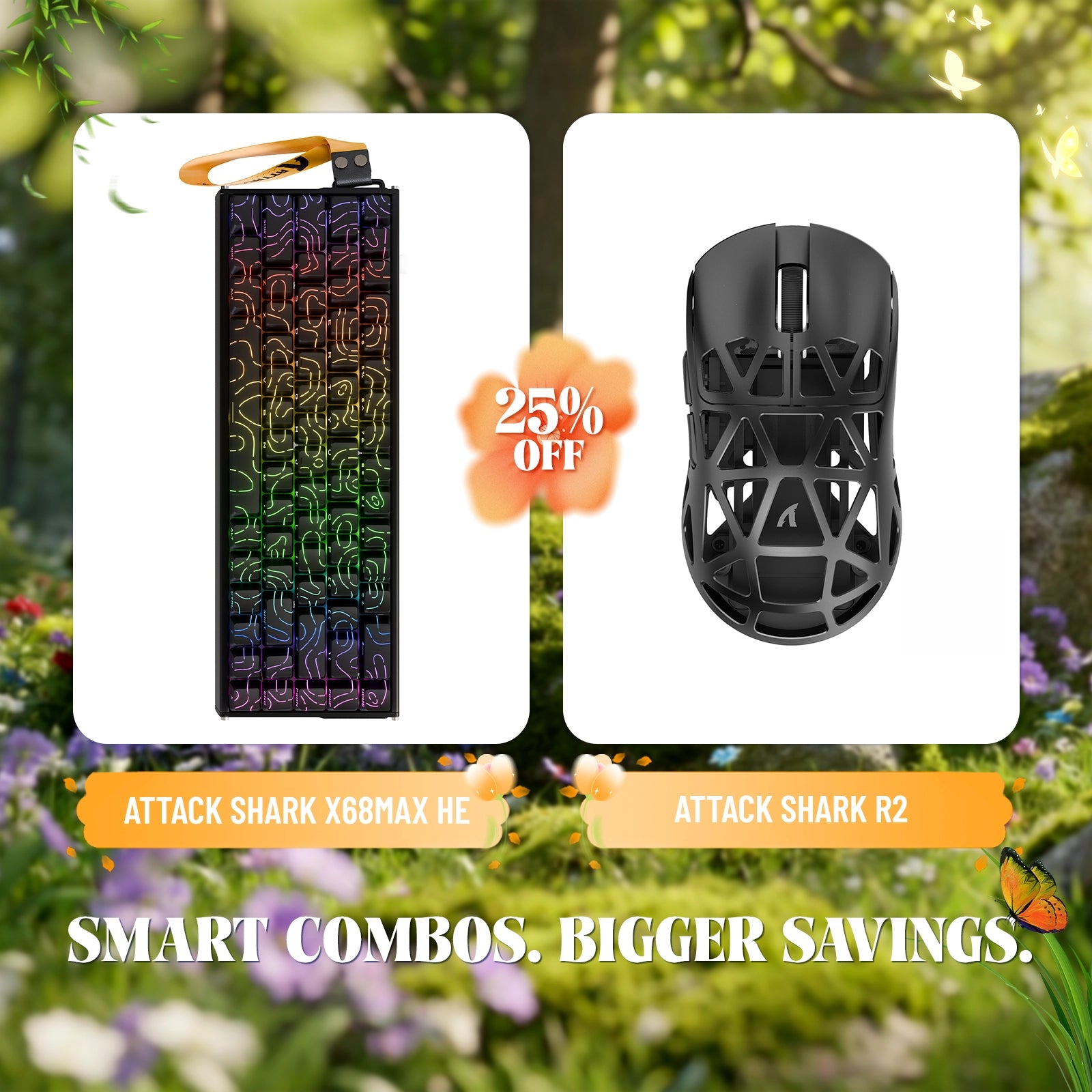 ATTACK SHARK X68MAX HE Rapid Trigger Aluminium-Tastatur + R2 Kabellose Gaming-Maus aus Magnesiumlegierung im Bundle