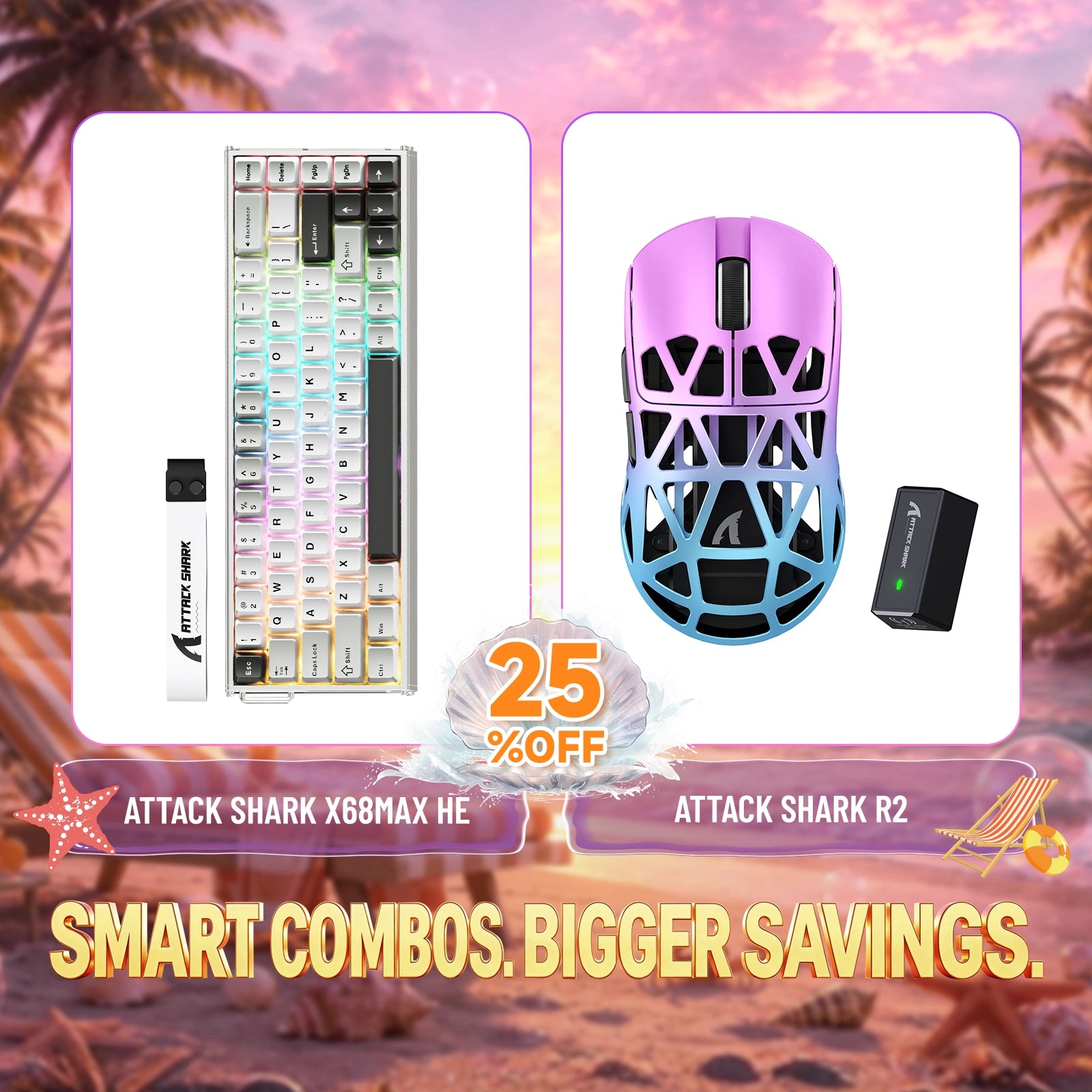ATTACK SHARK X68MAX HE Rapid Trigger Aluminium-Tastatur + R2 Magnesiumlegierung Kabellose Gaming-Maus Bundle
