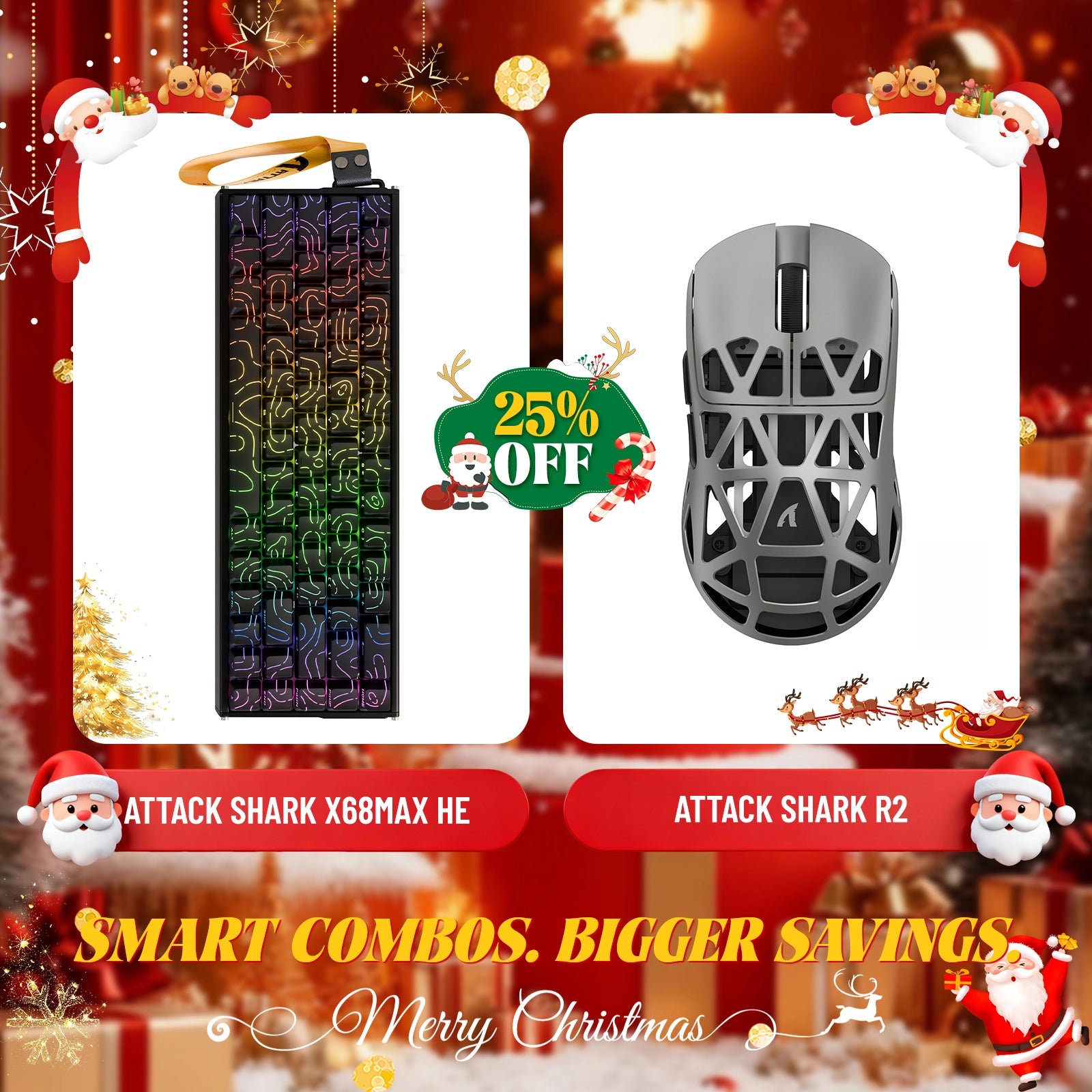 ATTACK SHARK X68MAX HE Rapid Trigger Aluminium-Tastatur + R2 Kabellose Gaming-Maus aus Magnesiumlegierung im Bundle