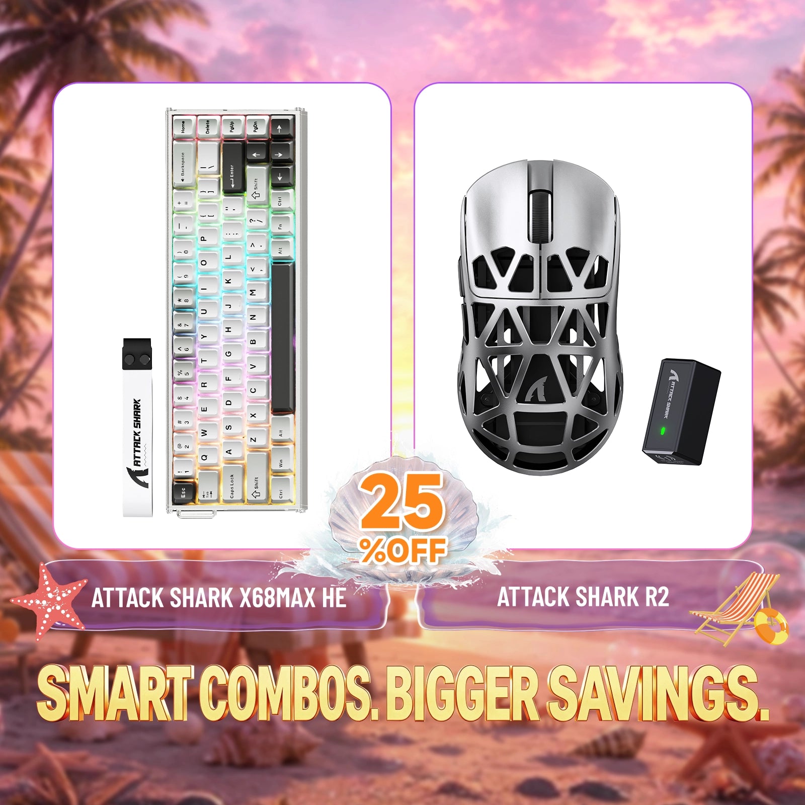 ATTACK SHARK X68MAX HE Rapid Trigger Aluminium-Tastatur + R2 Magnesiumlegierung Kabellose Gaming-Maus Bundle