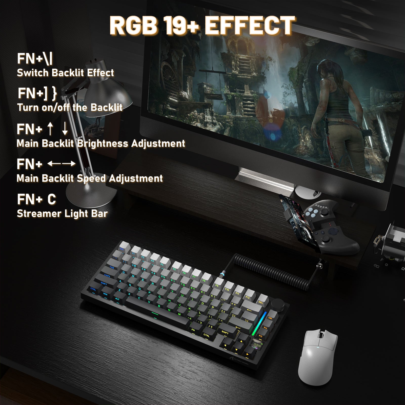 ATTACK SHARK X820ULTRA Mechanische Tastatur mit C01ULTRA Spiralkabel