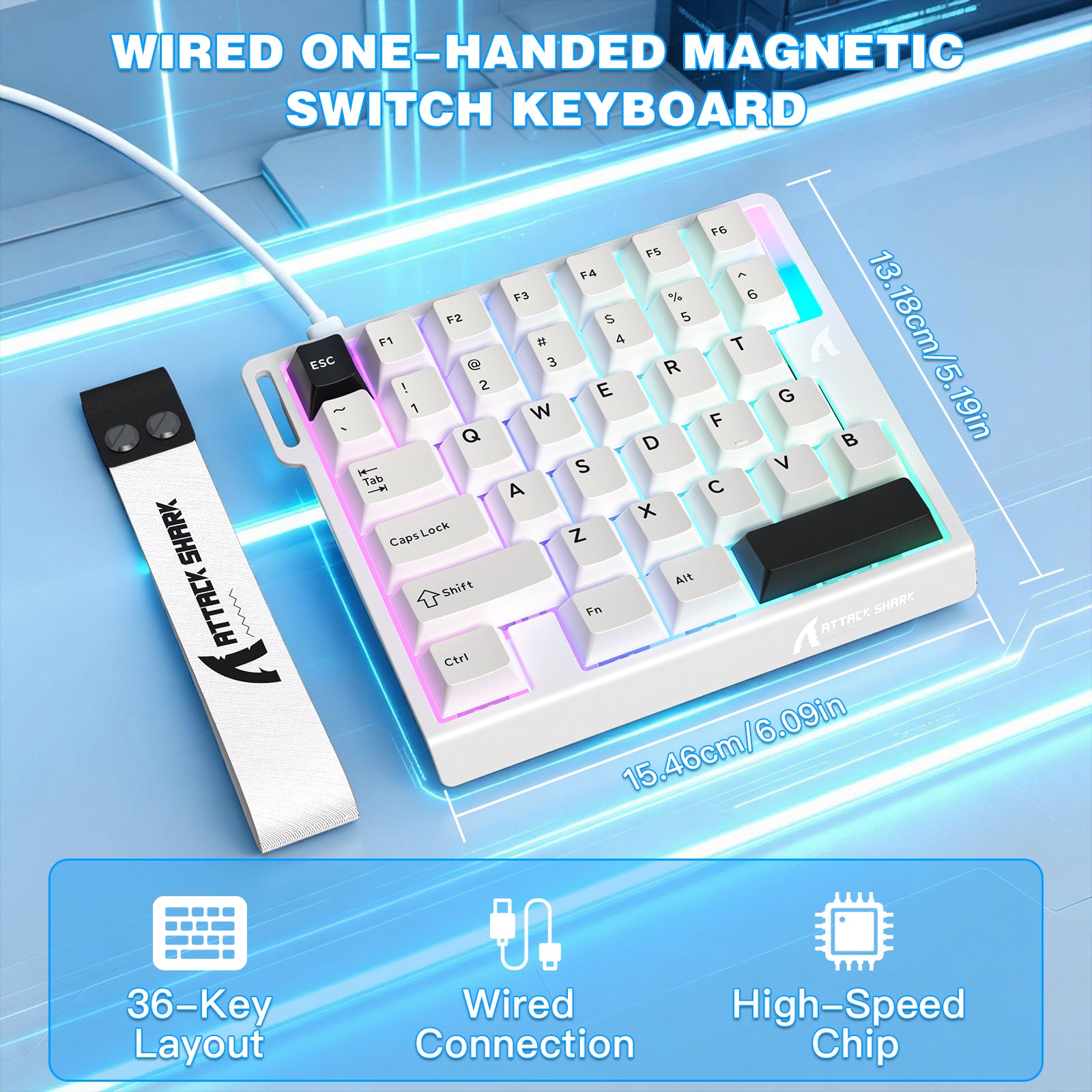 ATTACK SHARK M36 HE Einhand-Magnettastatur mit Schalter