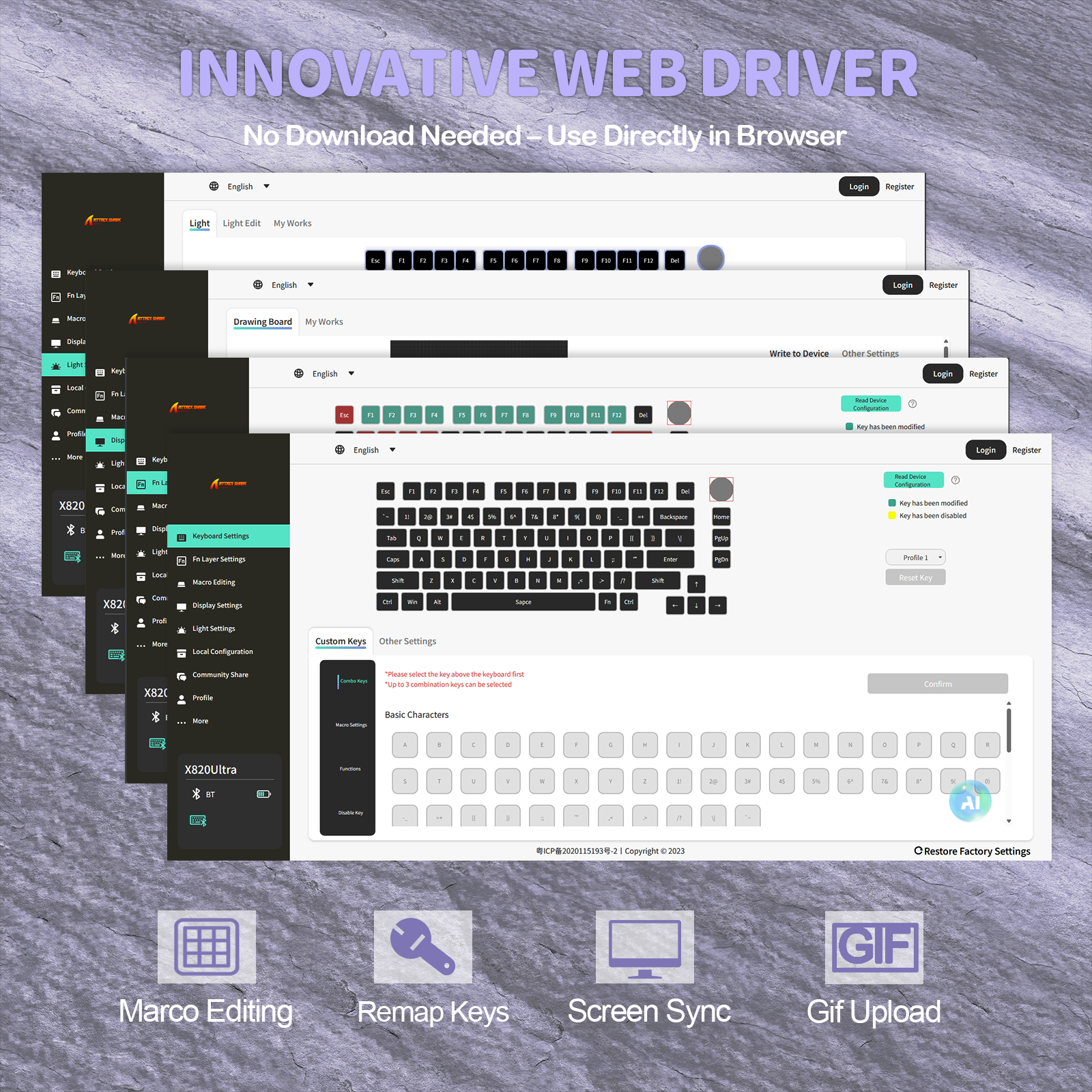 ATTACK SHARK X820Ultra Tri-Mode-Dichtungs-Mechanische Tastatur