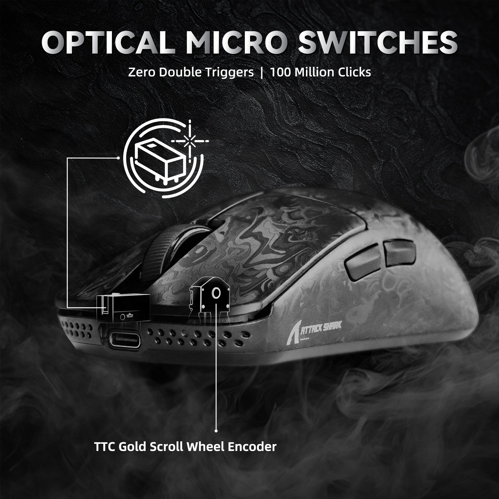 ATTACK SHARK R11 ULTRA Carbonfaser Kabellose 8K PAW3950MAX Gaming-Maus mit C06 Ultra LED-Kabel