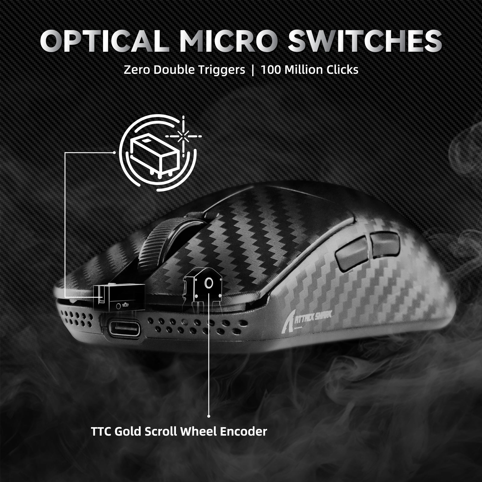 ATTACK SHARK R11 ULTRA Carbonfaser Kabellose 8K PAW3950MAX Gaming-Maus mit C06 Ultra LED-Kabel