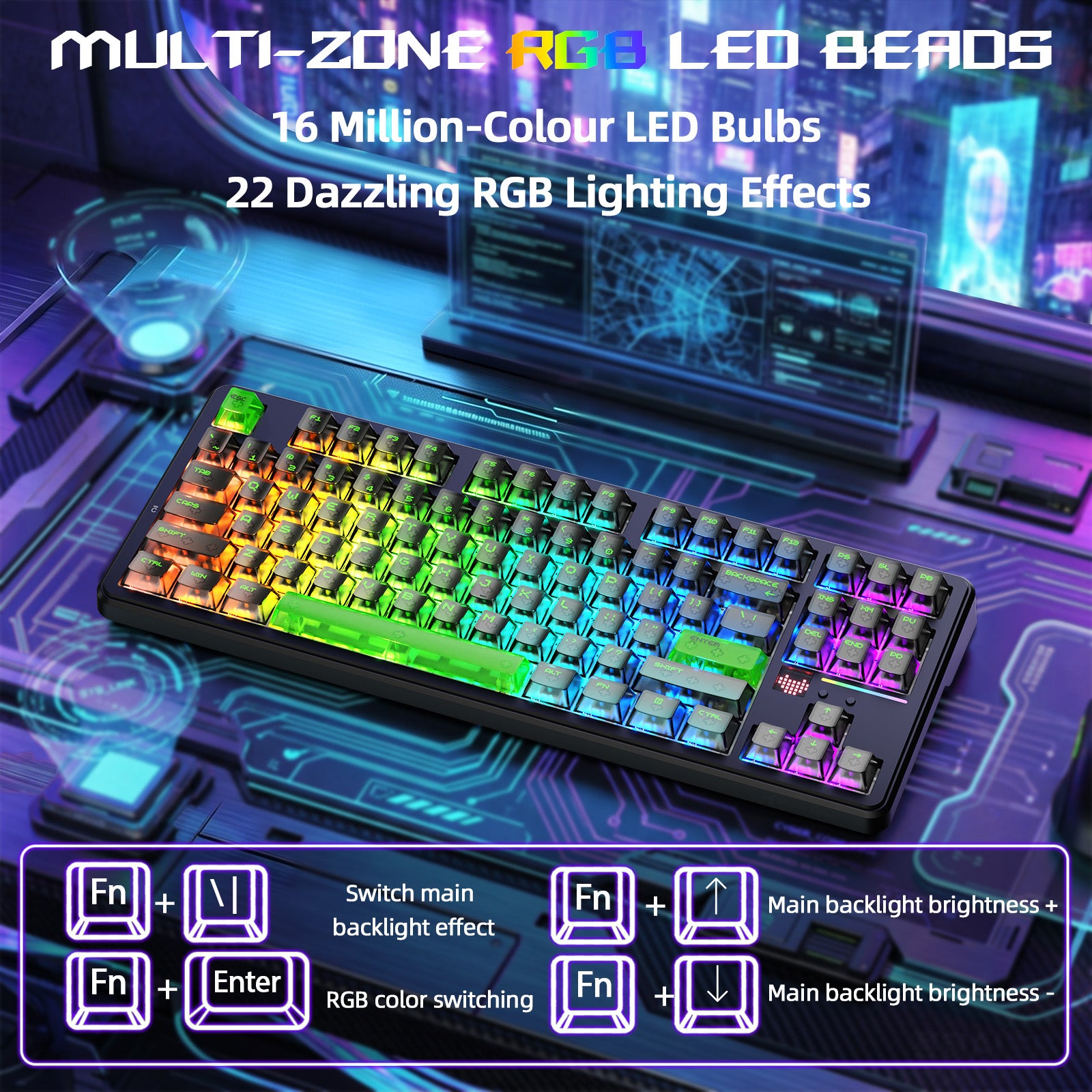 ATTACK SHARK X87 ULTRA Kabellose Gaming-Tastatur mit 8KHz-Empfänger und RGB-Spiralkabel