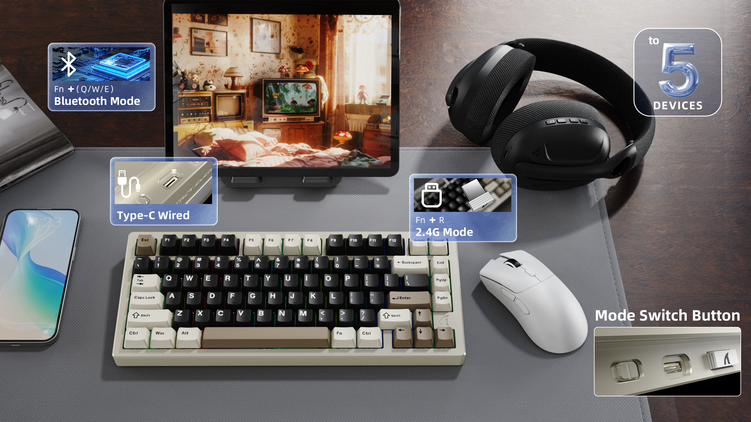 ATTACK SHARK X75 Vollaluminium-Tastatur