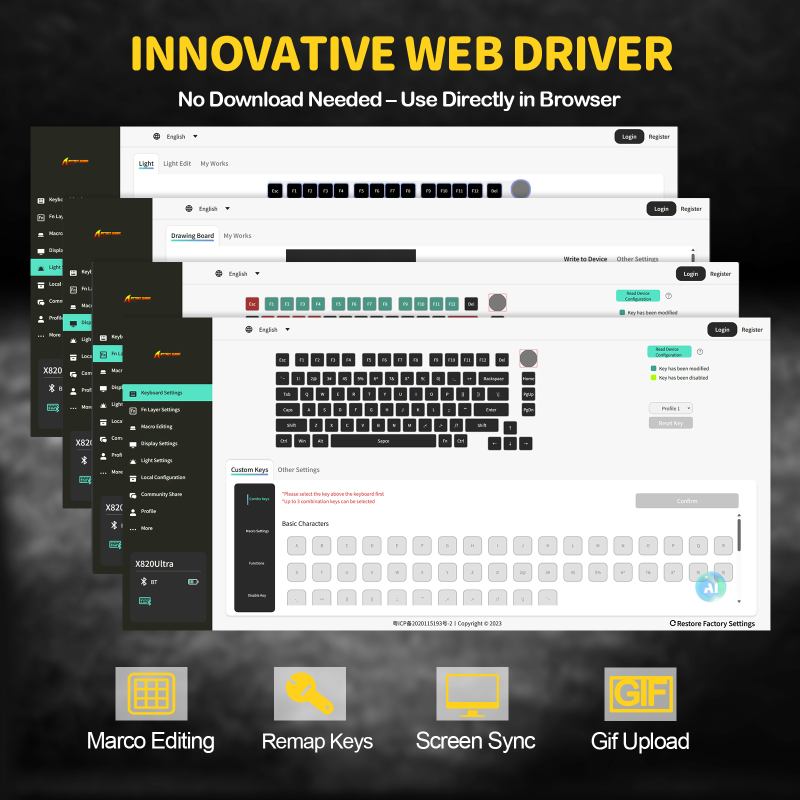 ATTACK SHARK X820Ultra Tri-Mode-Dichtungs-Mechanische Tastatur