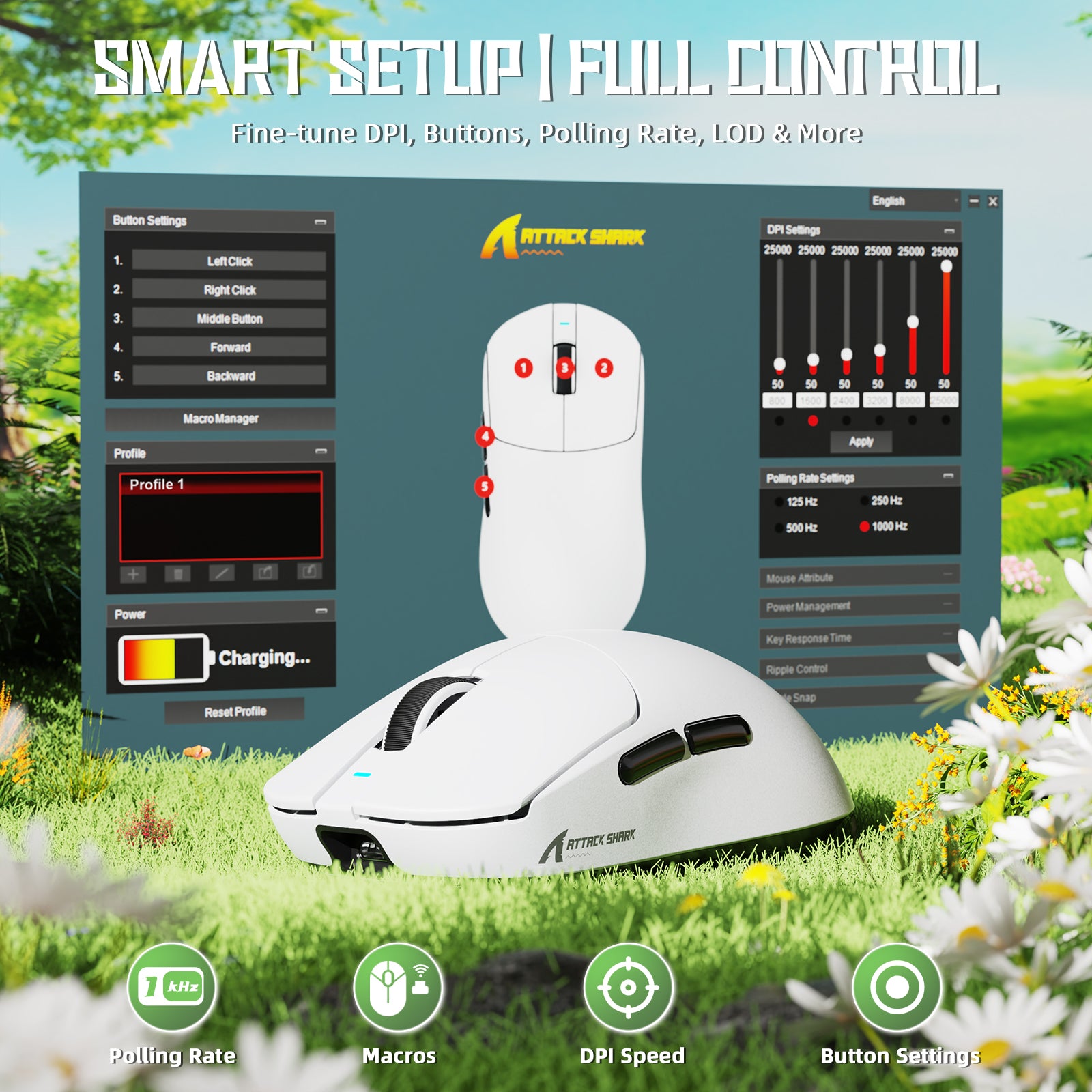 ATTACK SHARK X8SE Tri-mode Wireless Gaming Mouse 25000 DPI Ultra Lightweight