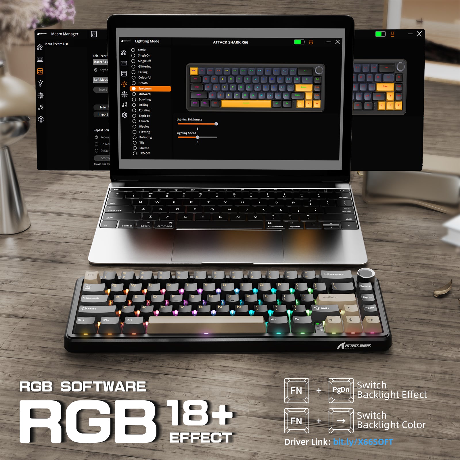 ATTACK SHARK X66 Keyboard RGB Software Interface
