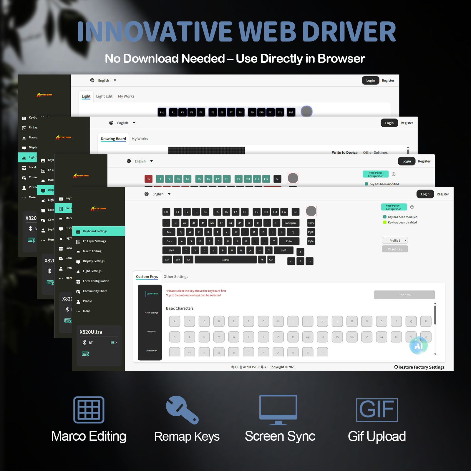 ATTACK SHARK X820Ultra Tri-Mode-Dichtungs-Mechanische Tastatur