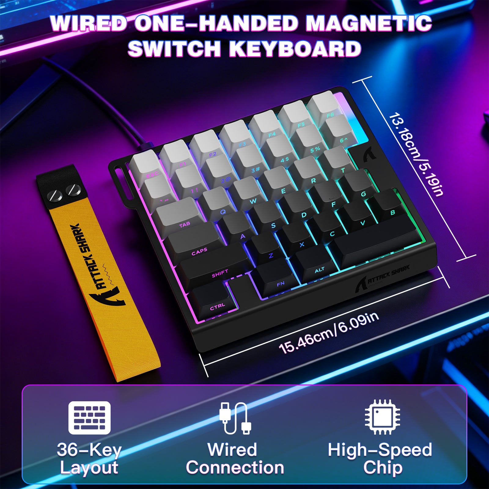 ATTACK SHARK M36 HE Einhand-Magnettastatur mit Schalter