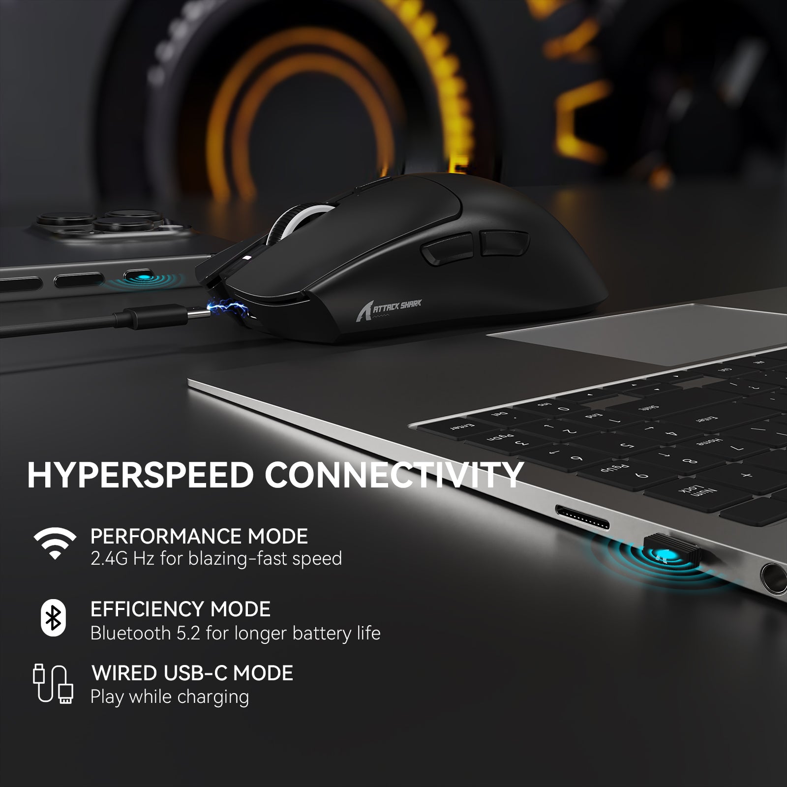 ATTACK SHARK X1 Tri-Mode-Gaming-Maus mit Touchpad RGB-Ladedock PAW3395PRO-Sensor