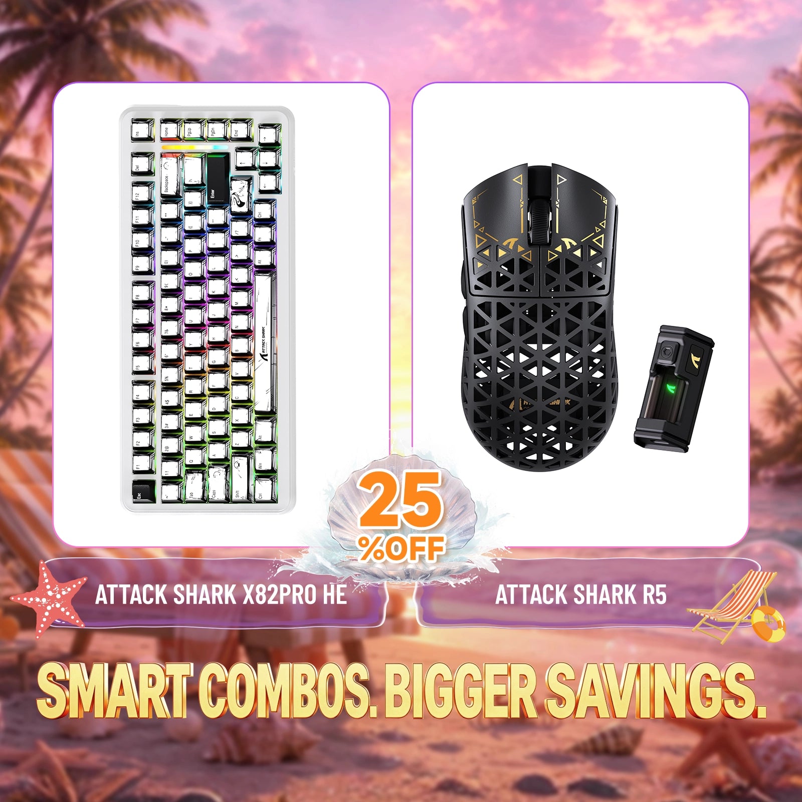 ATTACK SHARK X82PRO HE Rapid Trigger Tastatur + R5 Carbonfaser Kabellose Gaming-Maus Bundle