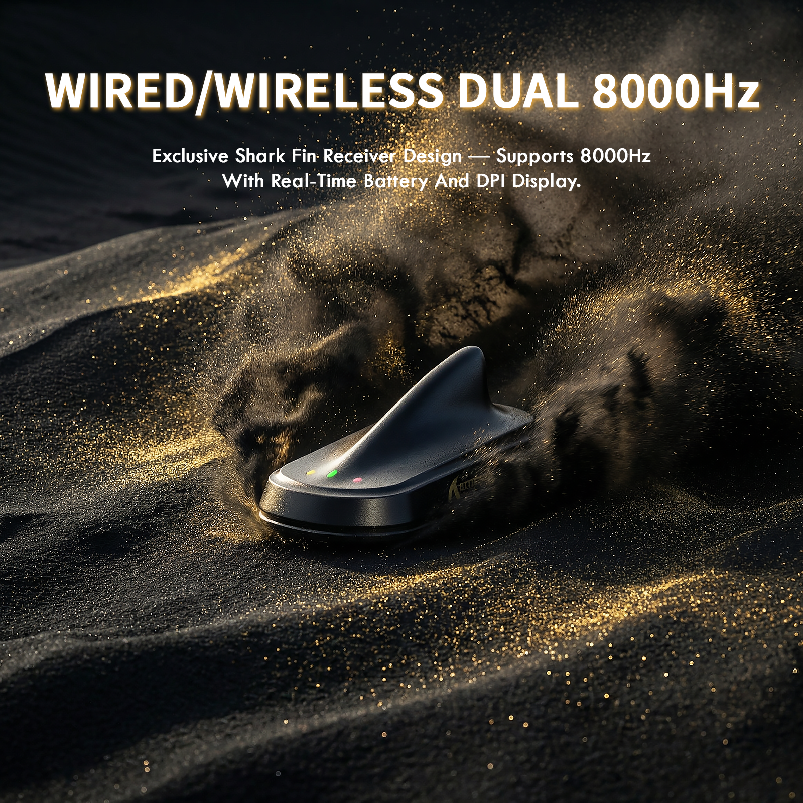 ATTACK SHARK X11 ULTRA 8000Hz wireless receiver with shark fin design and LED display.