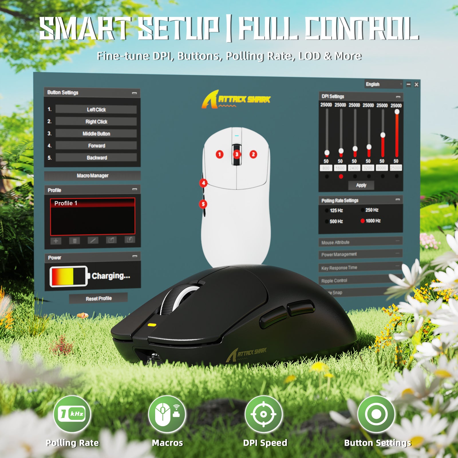 ATTACK SHARK X8SE Tri-mode Wireless Gaming Mouse 25000 DPI Ultra Lightweight