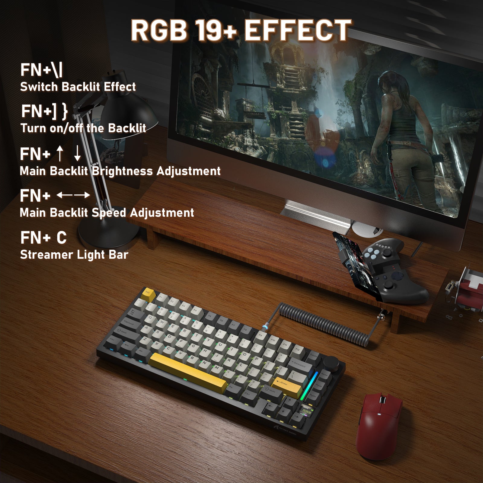 ATTACK SHARK X820ULTRA Mechanische Tastatur mit C01ULTRA Spiralkabel