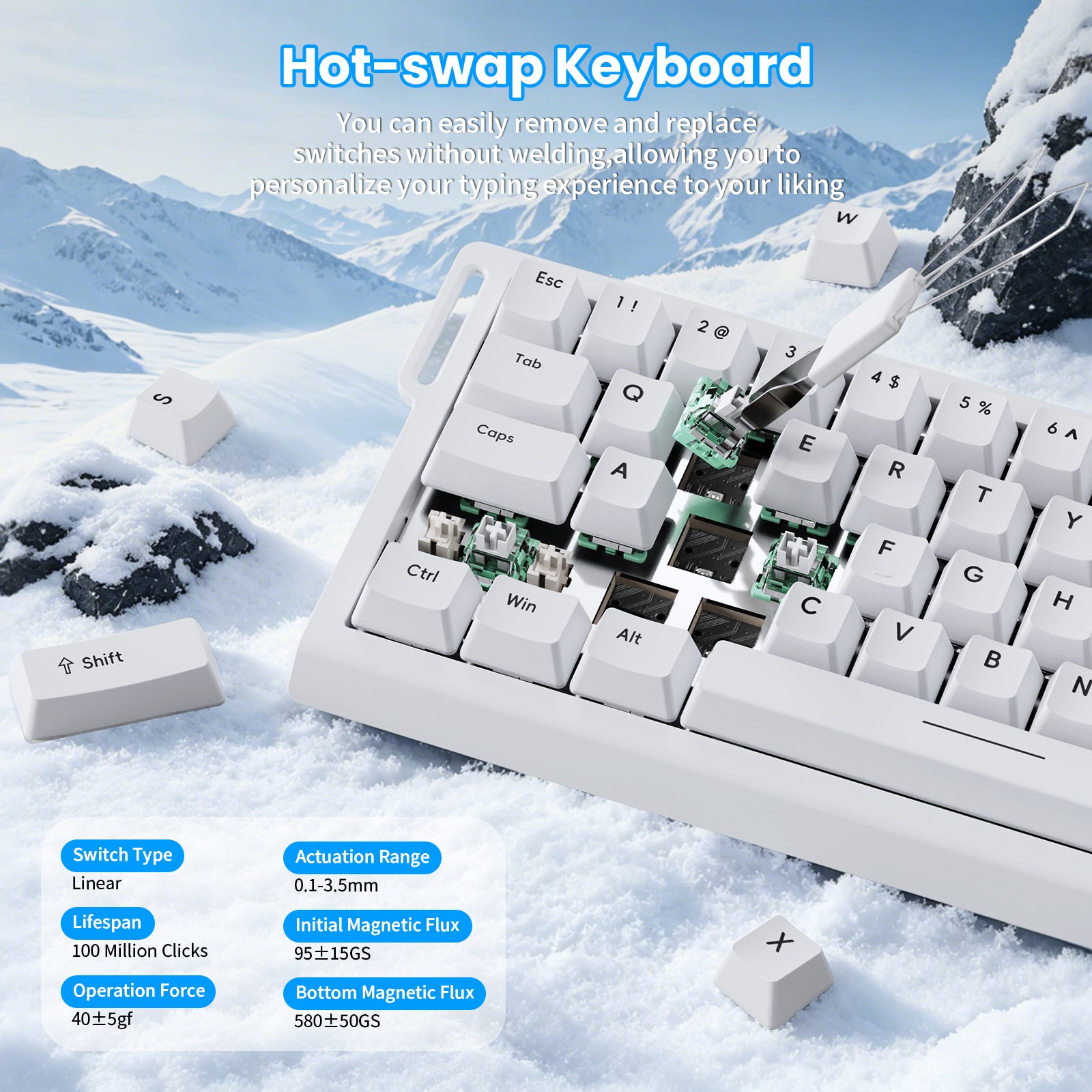 ATTACK SHARK X68 HE Rapid Trigger Tastatur Magnetischer Schalter mit C01PRO Spiralkabel