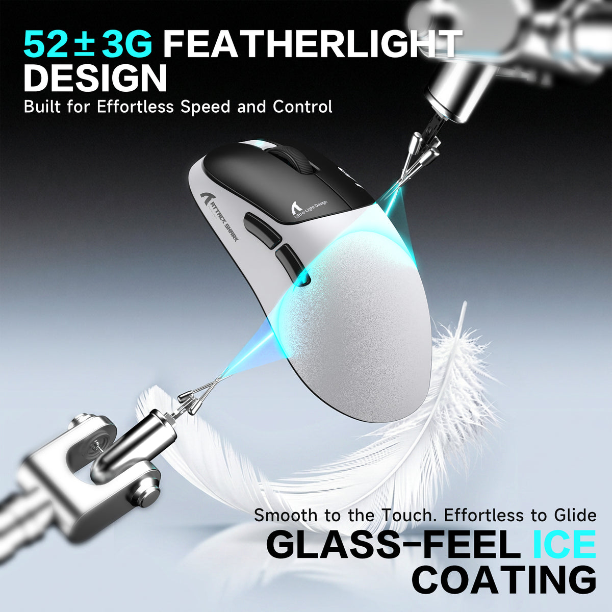 ATTACK SHARK V2 AIR PAW3955MAX Ergonomische kabellose Gaming-Maus