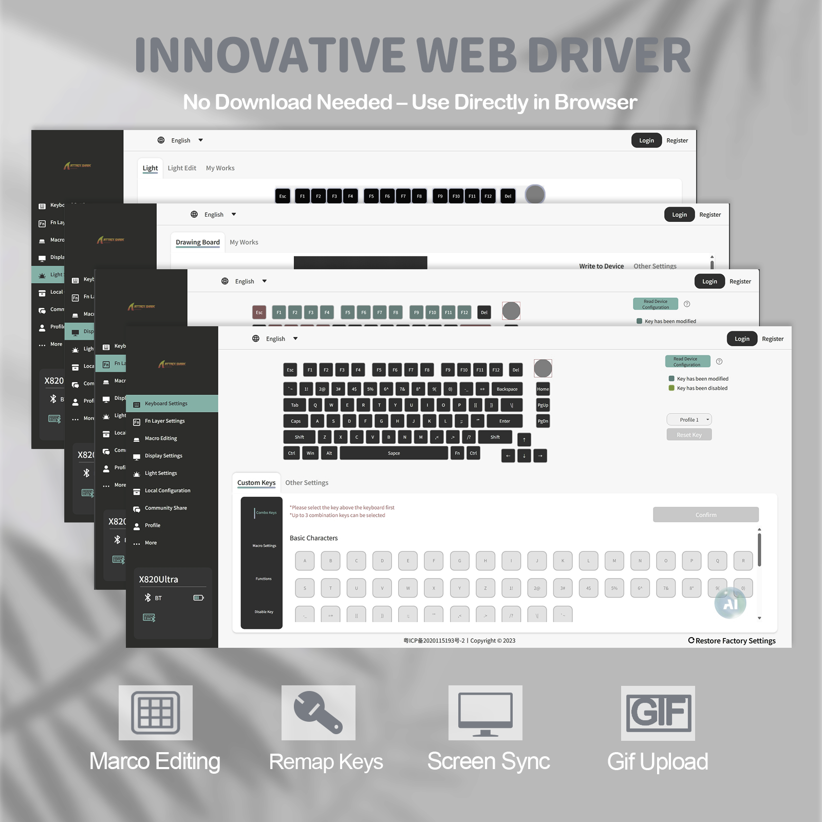 ATTACK SHARK X820Ultra Tri-Mode-Dichtungs-Mechanische Tastatur