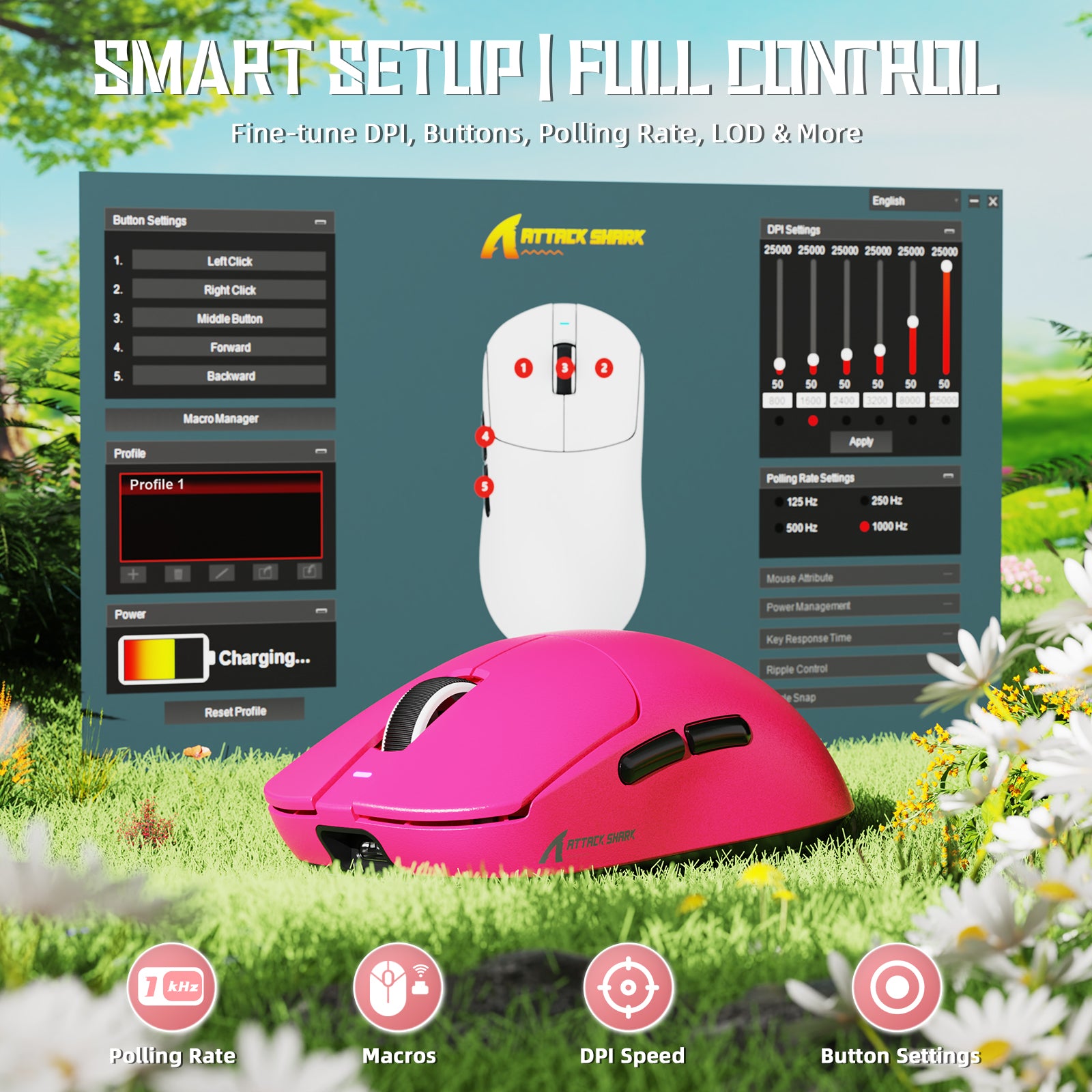 ATTACK SHARK X8SE Tri-mode Wireless Gaming Mouse 25000 DPI Ultra Lightweight