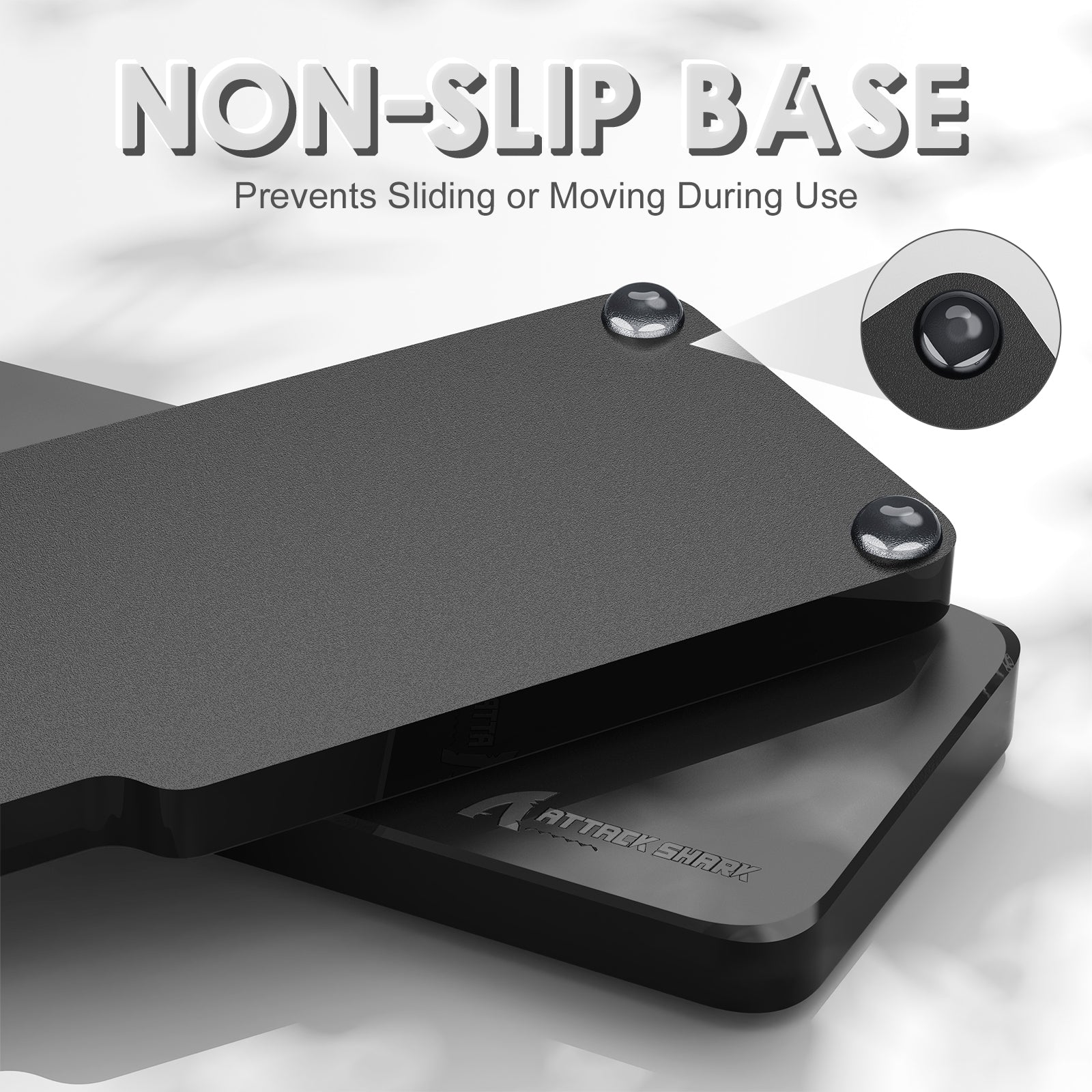 ATTACK SHARK black acrylic wrist rest with non-slip base, prevents sliding, ergonomic design for keyboard