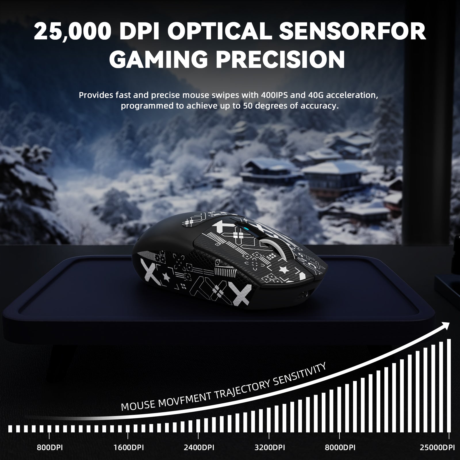 ATTACK SHARK G3PRO Kabellose Tri-Mode-Gaming-Maus mit Ladestation, 25.000 DPI, ultraleicht