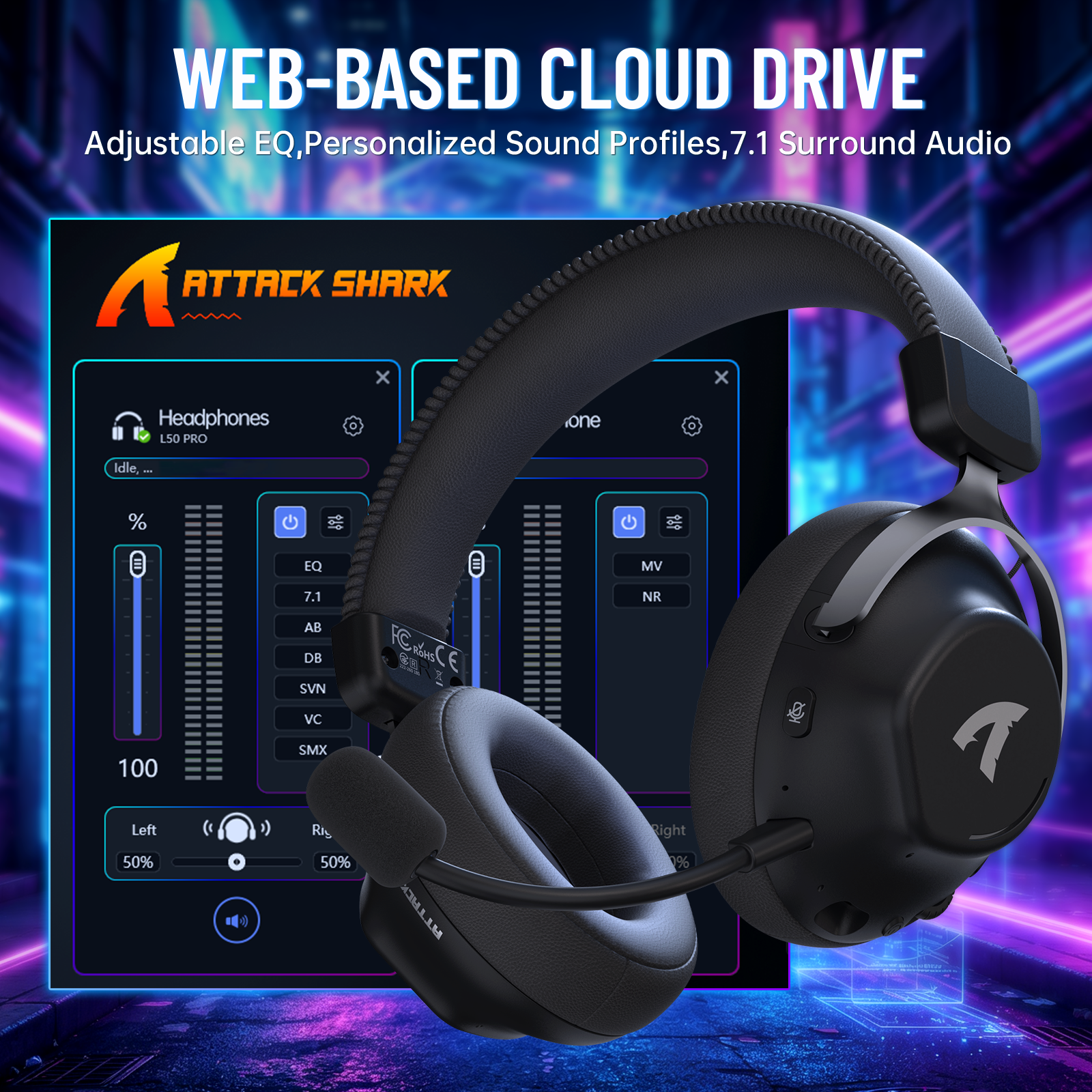 ATTACK SHARK L50 PRO Tri-Modus Kabelloses Gaming-Headset