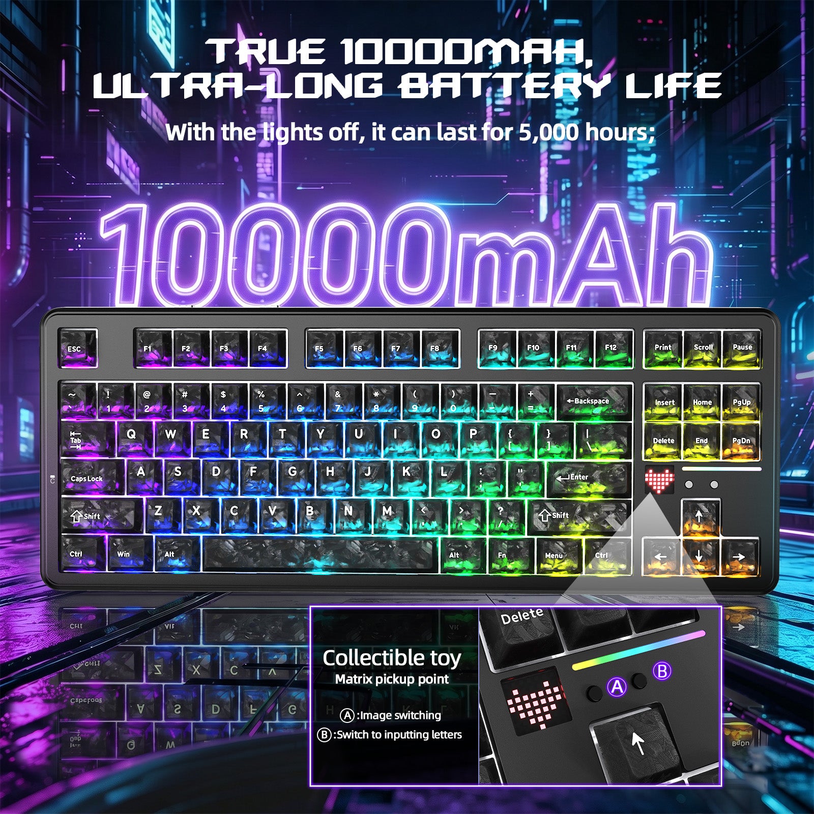 ATTACK SHARK X87 ULTRA Kabellose Gaming-Tastatur mit 8KHz-Empfänger und RGB-Spiralkabel