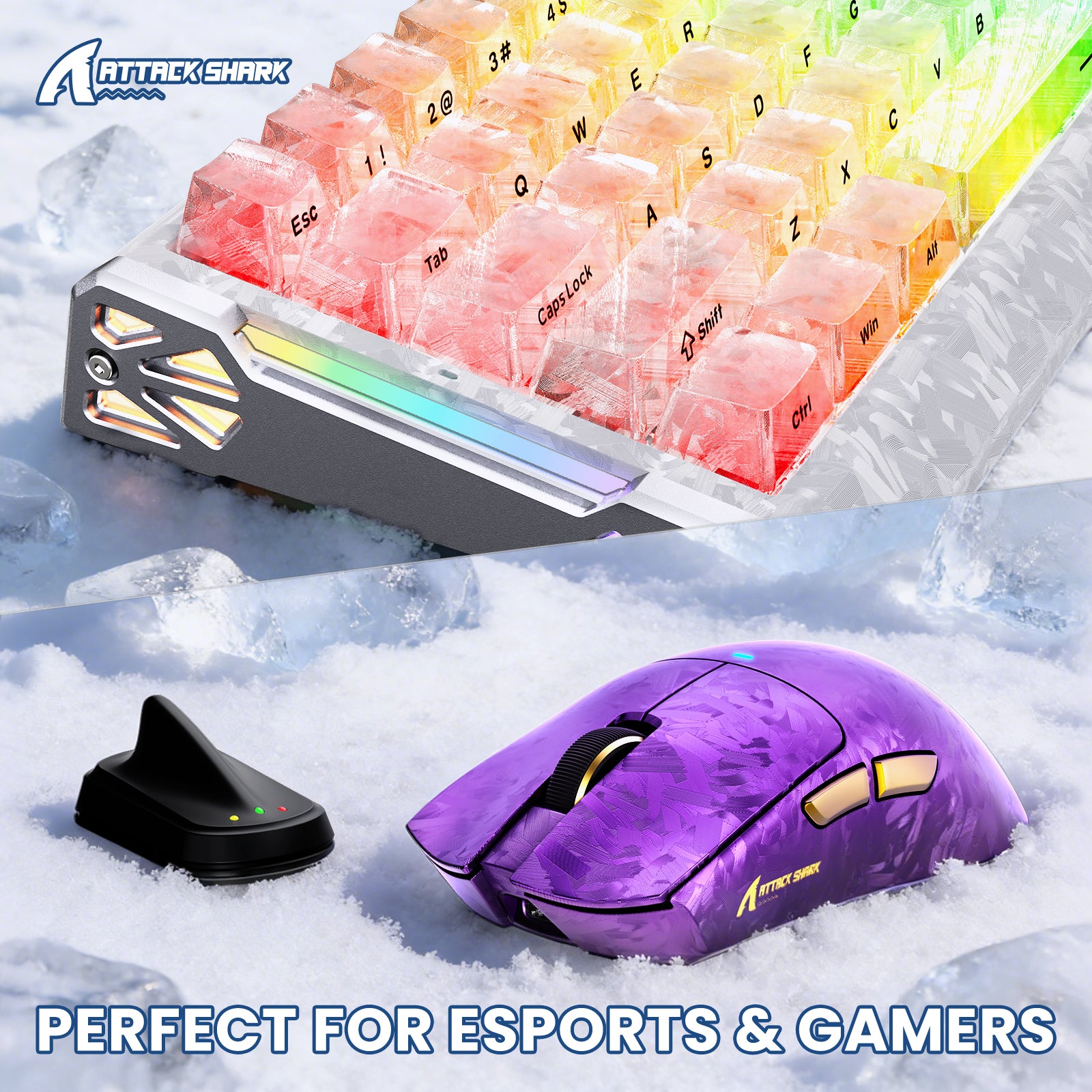 ATTACK SHARK R68 X11 ULTRA carbon fiber esports gaming bundle with RGB keyboard and mouse.