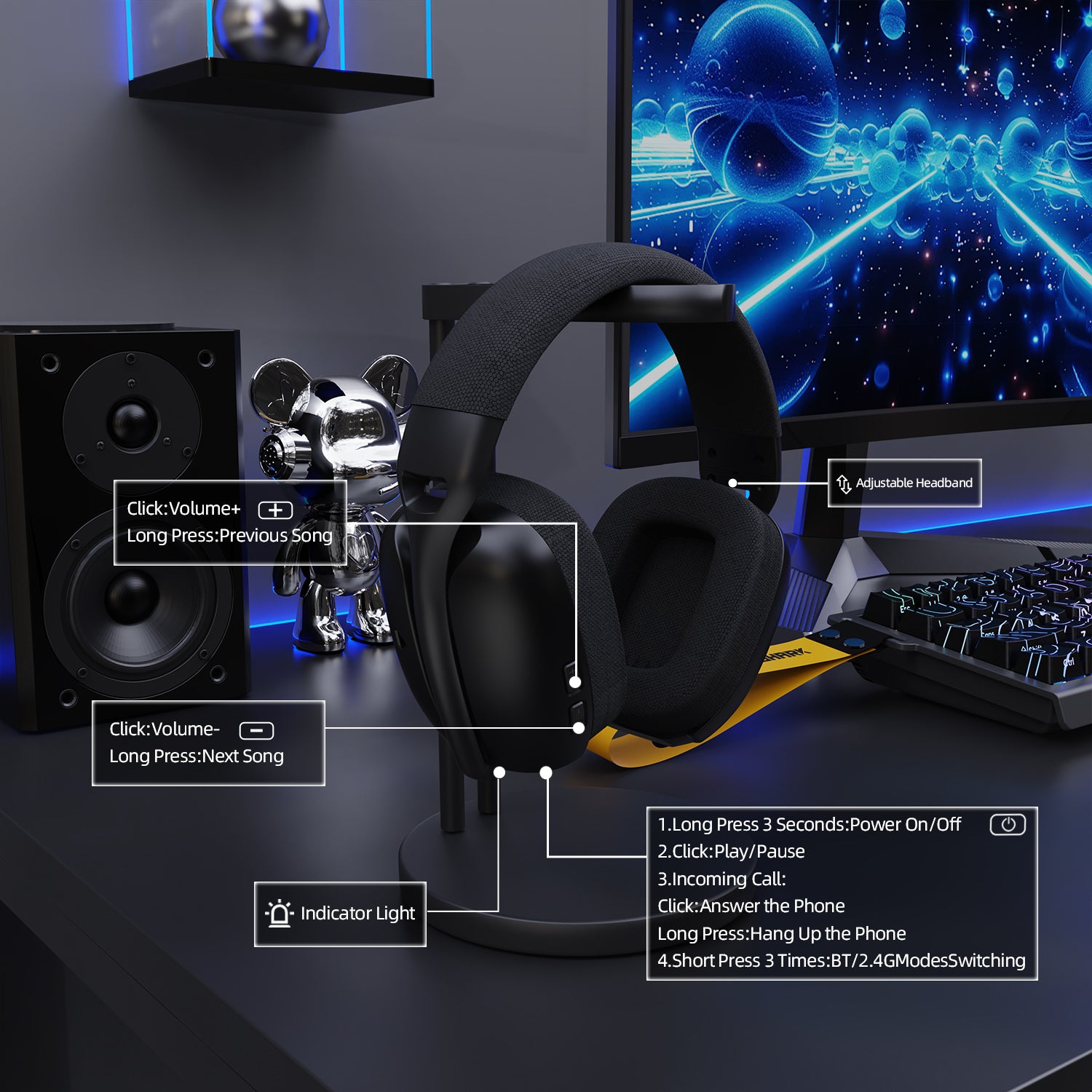 ATTACK SHARK L80PRO Kabelloses Gaming-Headset
