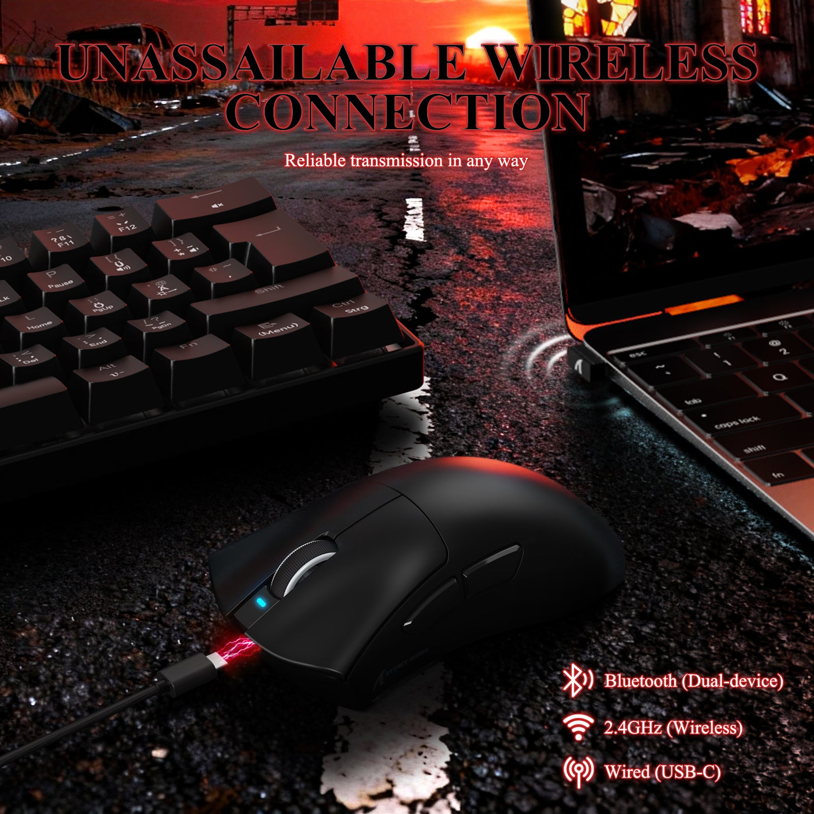 ATTACK SHARK V3PRO Ultraleichte Tri-Mode-Gaming-Maus mit Ladestation