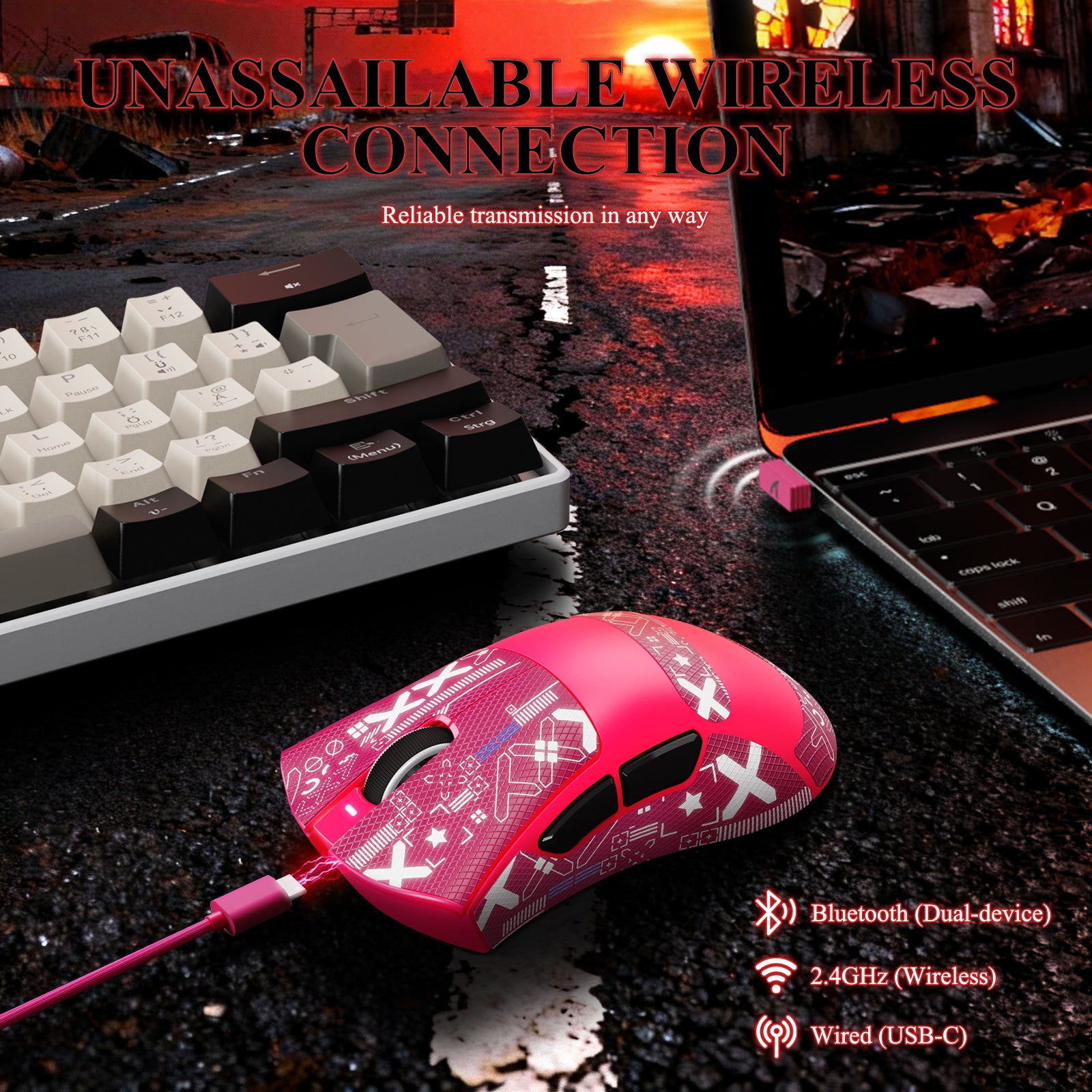 ATTACK SHARK V3PRO Ultraleichte Tri-Mode-Gaming-Maus mit Ladestation