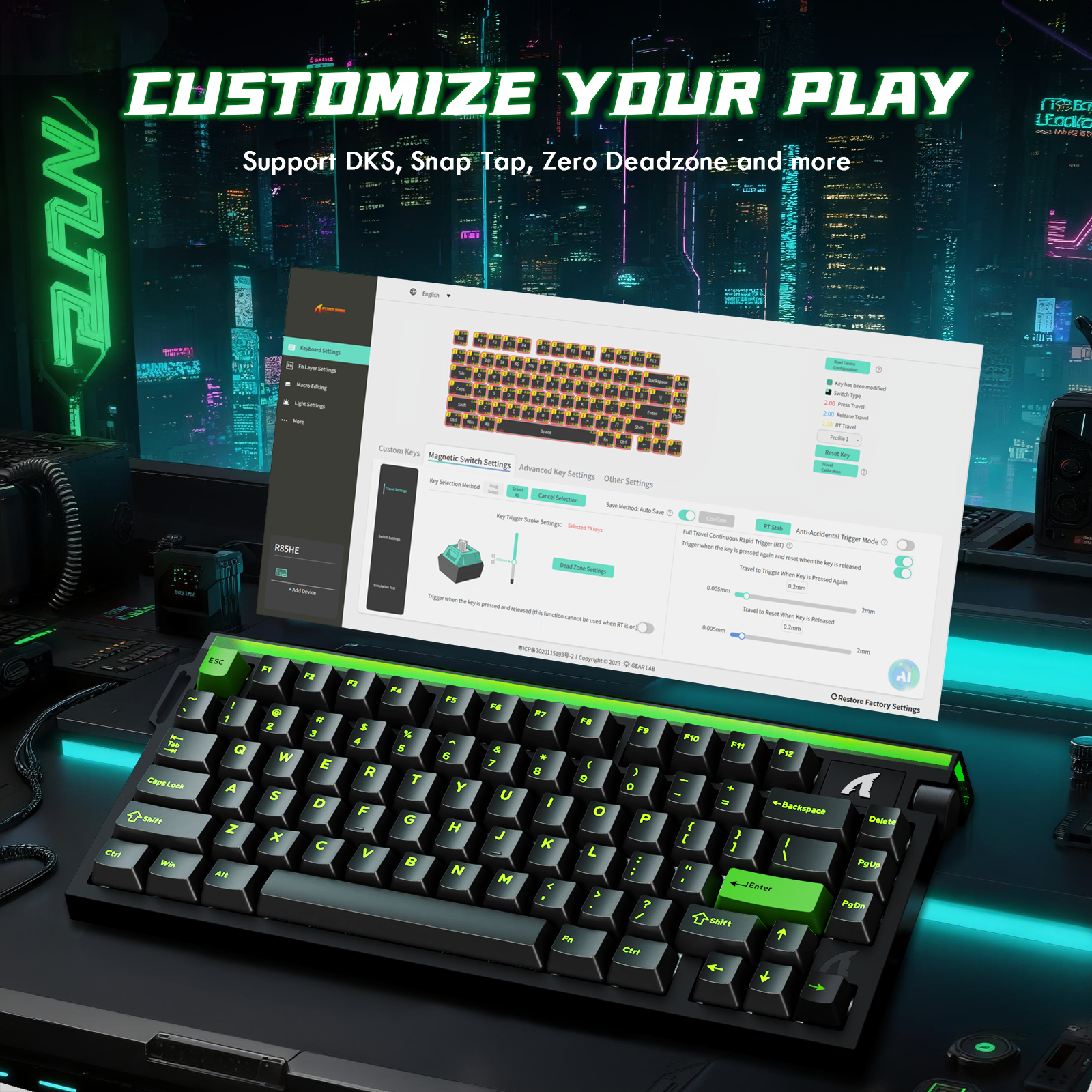 ATTACK SHARK R85 HE Rapid Trigger Tastatur Magnetischer Schalter mit Custom Lightbox