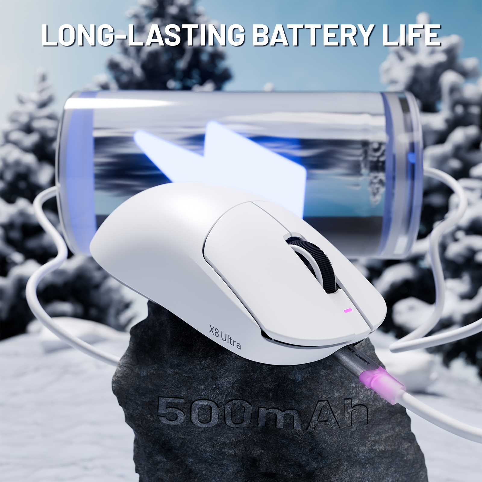 ATTACK SHARK X8 Ultra Tri-Mode Kabellose Gaming-Maus mit C06 Ultra-Kabel