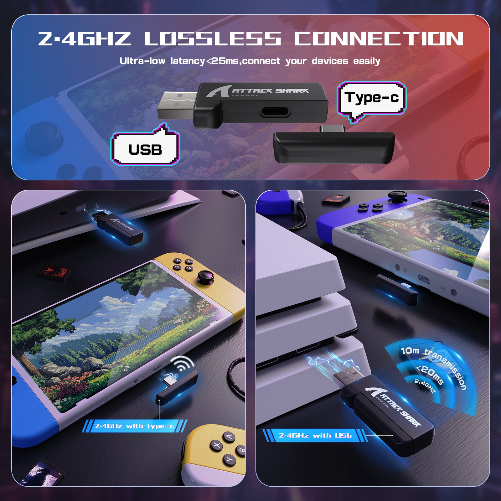 ATTACK SHARK L60 Ultraleichtes Tri-Mode-Gaming-Headset