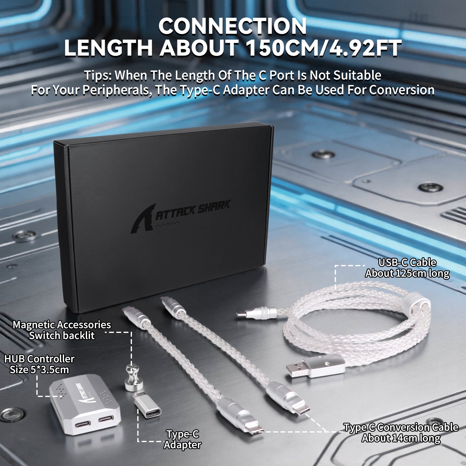 ATTACK SHARK C07 PRO 2-in-1 Type-C-Kabel für 8KHz Gaming-Tastatur/Maus