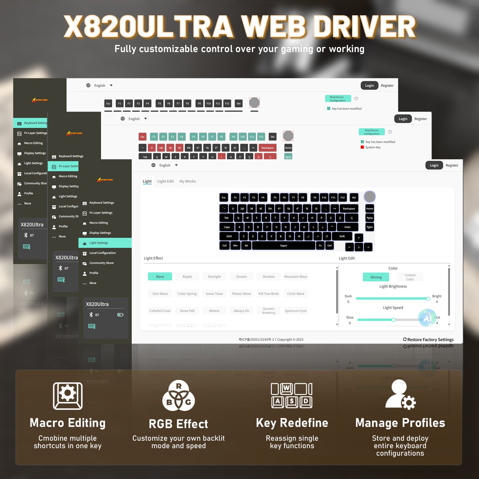 ATTACK SHARK X820ULTRA Mechanische Tastatur mit C01ULTRA Spiralkabel