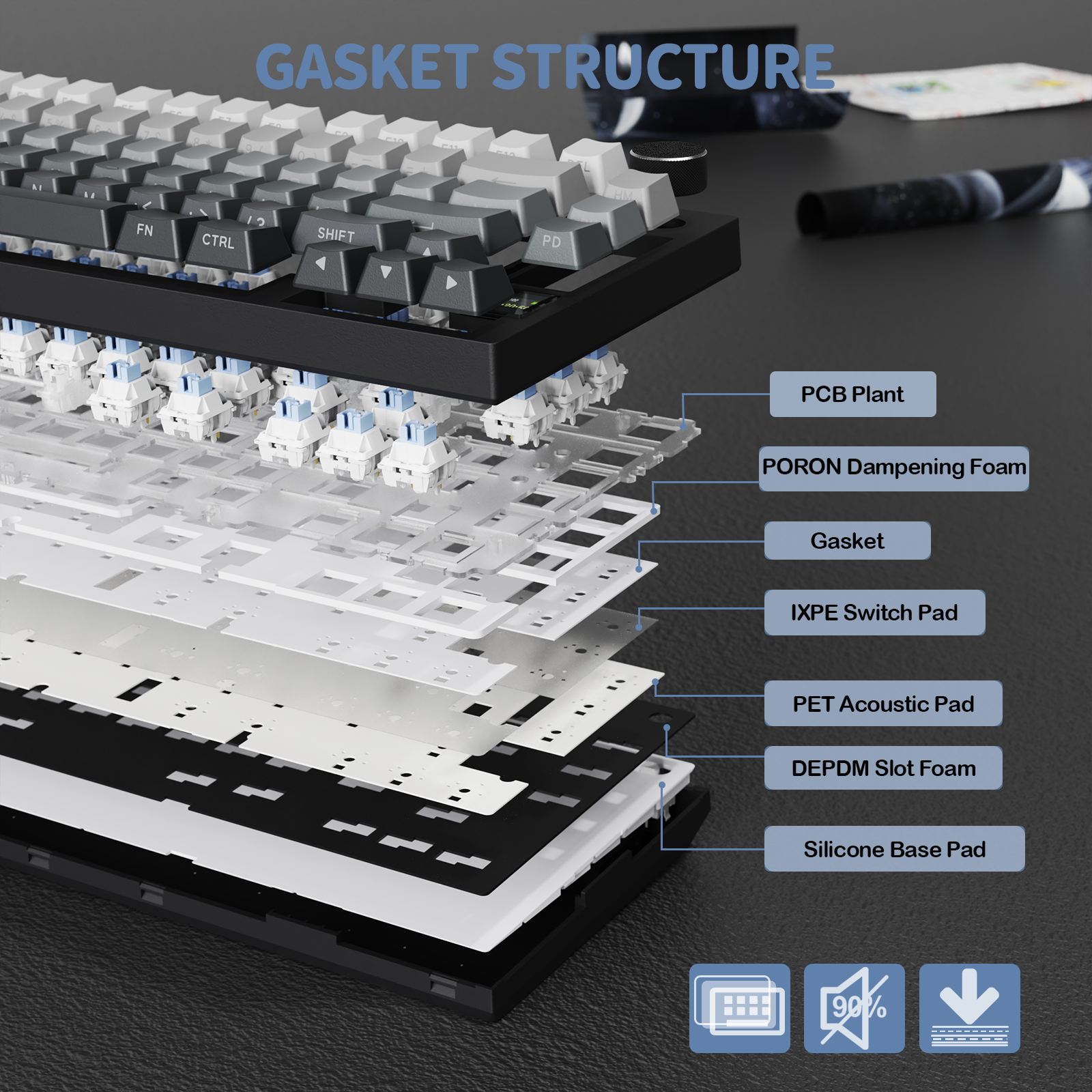 ATTACK SHARK X820Ultra Tri-Modus Dichtung Mechanische Tastatur