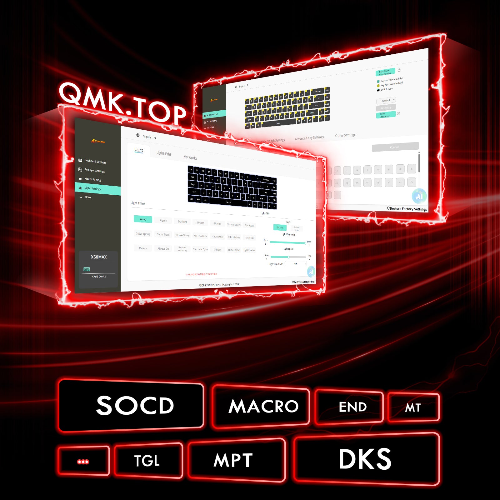 ATTACK SHARK X68MAX HE Rapid Trigger CNC Aluminum Keyboard Magnetic Switch with C01Ultra RGB Coiled Cable