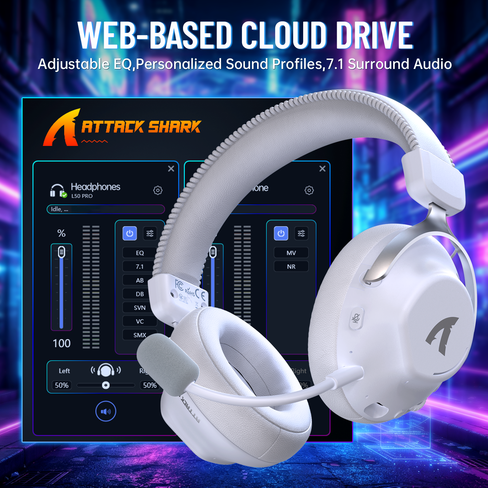 ATTACK SHARK L50 PRO Tri-Modus Kabelloses Gaming-Headset