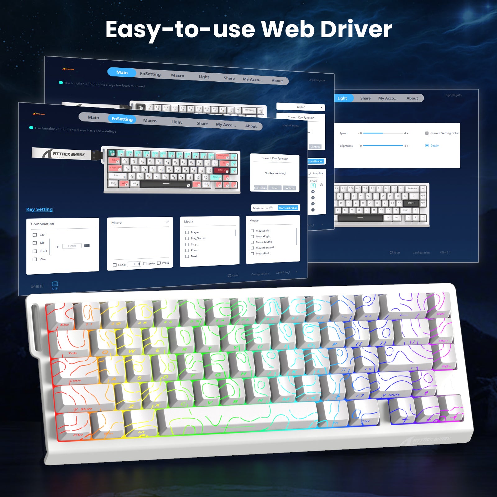 ATTACK SHARK X68 HE Keyboard Web Driver Interface