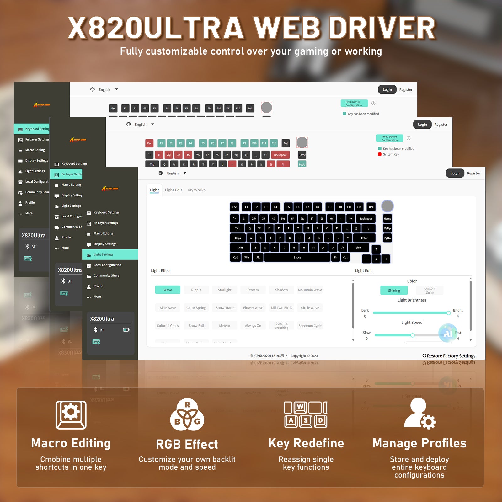 ATTACK SHARK X820ULTRA Mechanische Tastatur mit C01ULTRA Spiralkabel