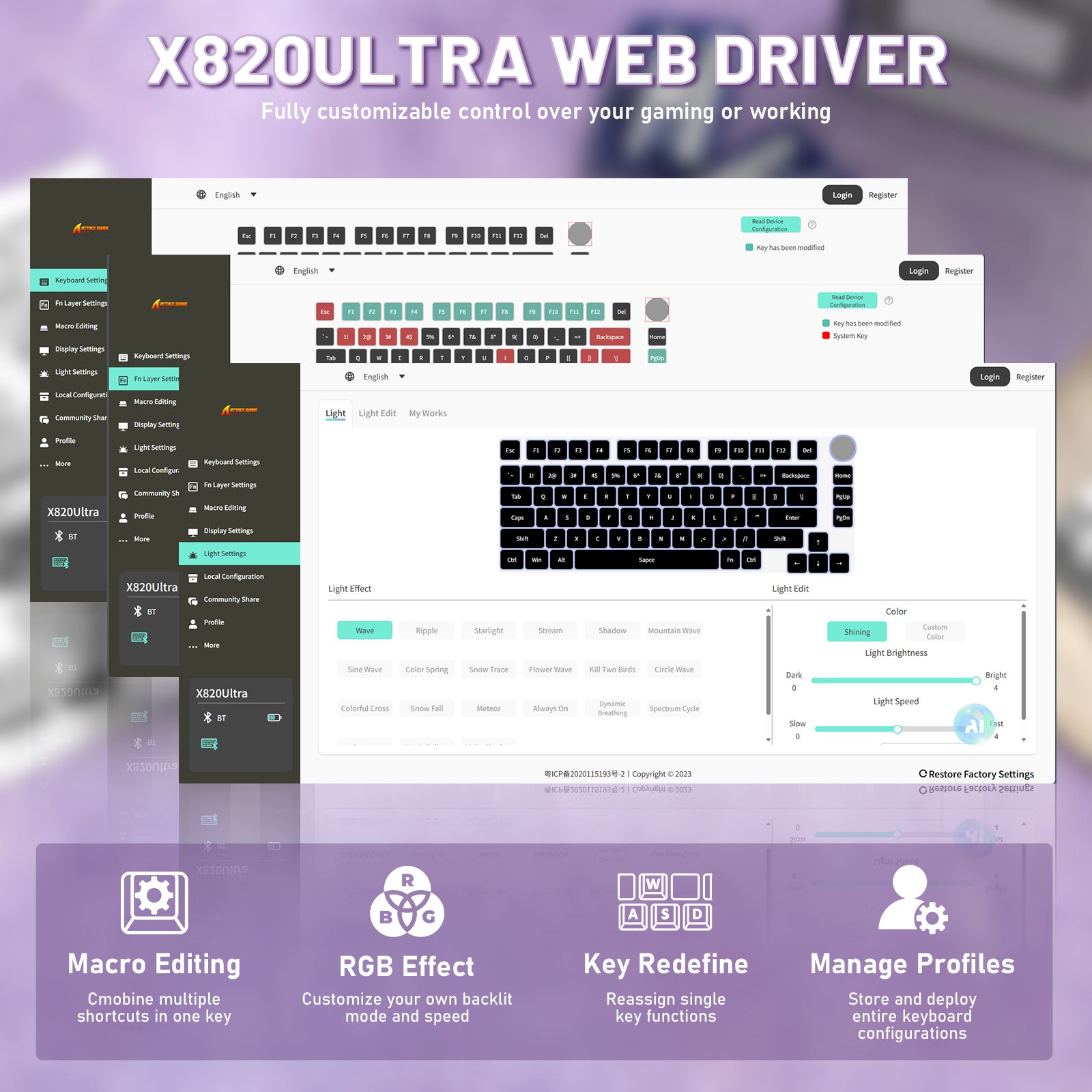 ATTACK SHARK X820ULTRA Mechanische Tastatur mit C01ULTRA Spiralkabel